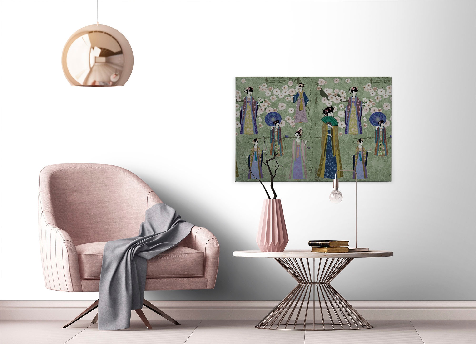A.S. Création Leinwandbild »kimono«, Kunst-Gemälde-Kinder, (1 St.), Keilrahmen Bild Asiatisch Leinwand-Bild Wohnzimmer modern Wandbild