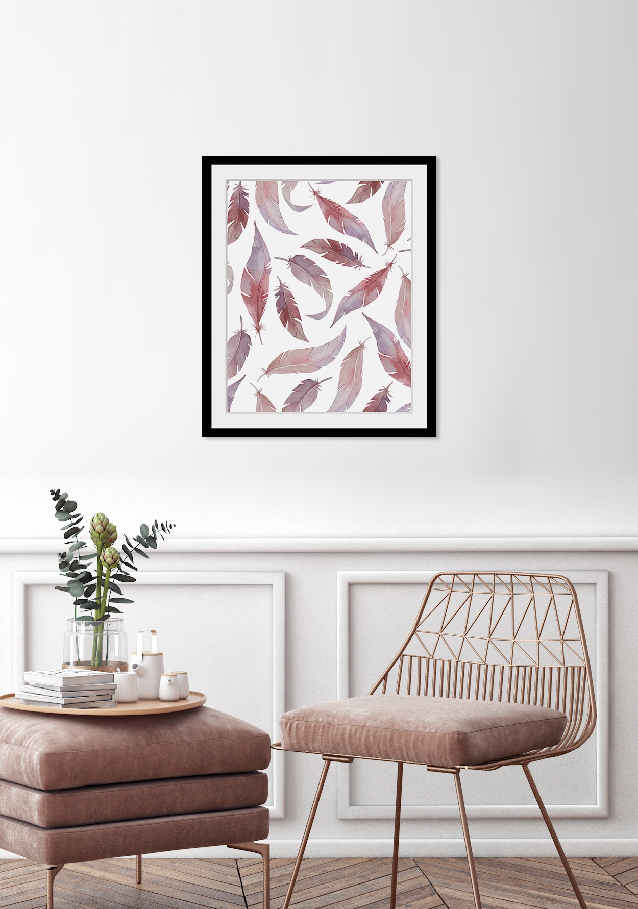 queence Bild »Fridolin«, Federn-Kunst, HD Premium Poster-Druck inkl. Holzra günstig online kaufen