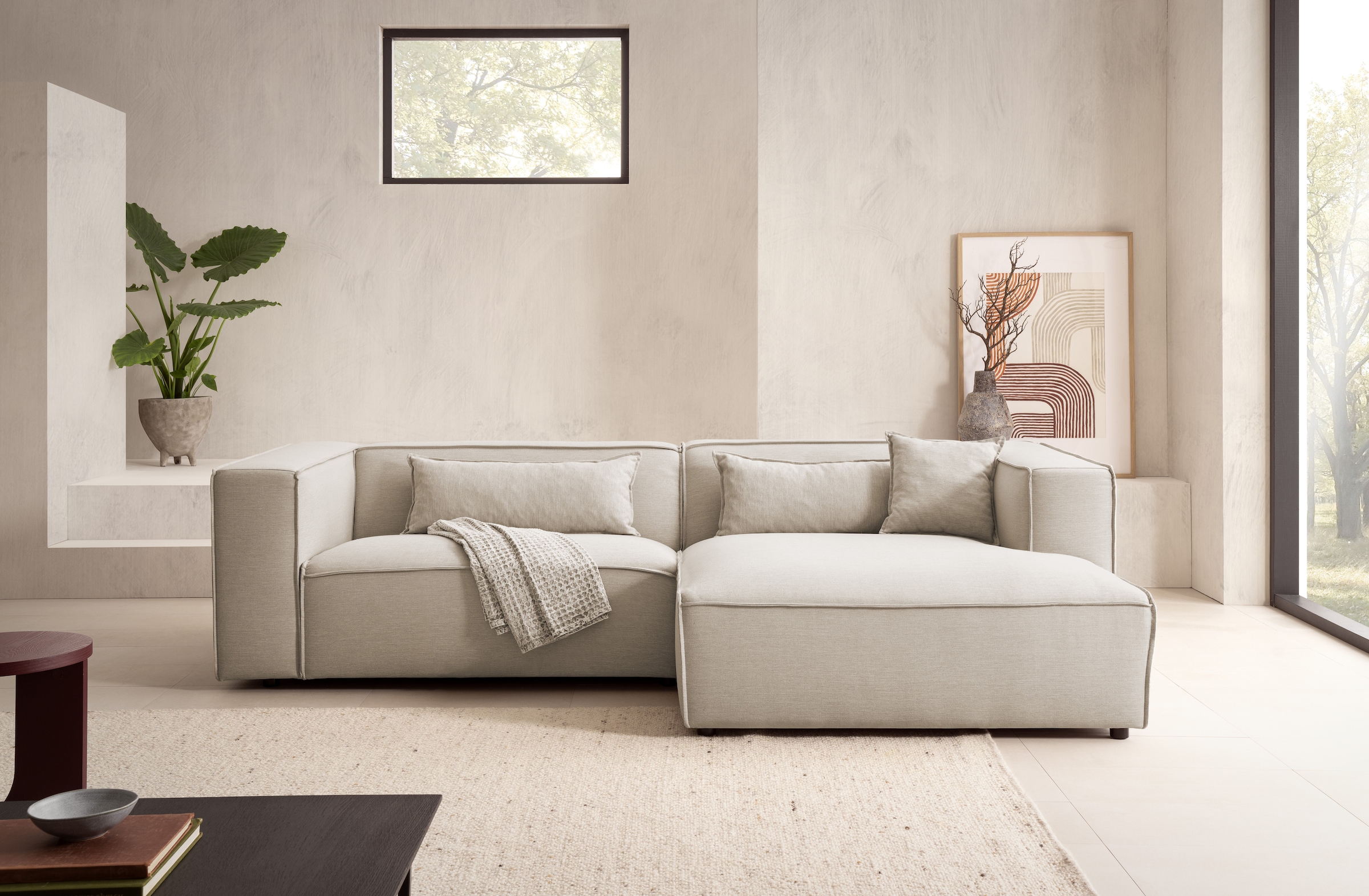 LeGer Home by Lena Gercke Ecksofa »PIARA mit Kedernaht, Cord, Leinenoptik o günstig online kaufen