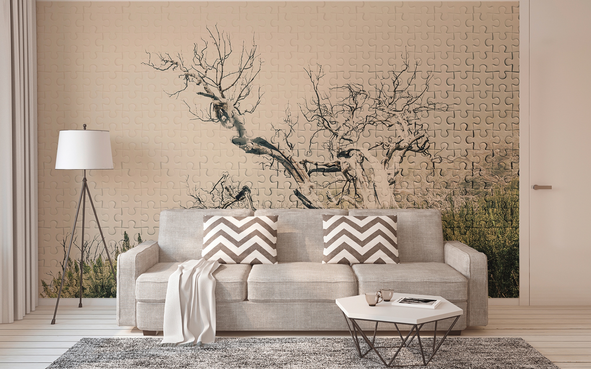 Architects Paper Fototapete »Atelier 47 Death Tree Puzzle 2«, Wald, Vlies, Wand, Schräge, Decke