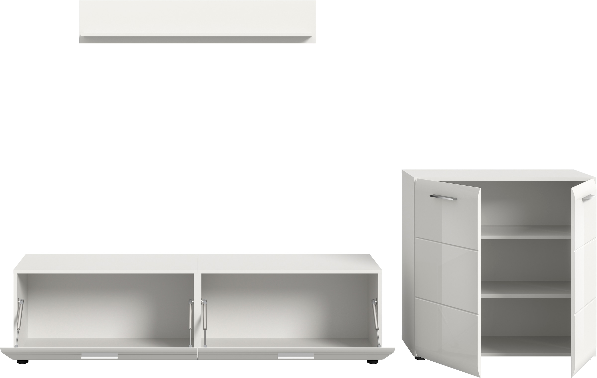 Home affaire Wohnwand »FLORENZ, 3-teilige Wohn-Kombination, hochwertige MDF-Front« Set, Set, best. aus: 1 Kommode, 1 Lowboard, 1 Wandboard, 3 Stk. tlg.