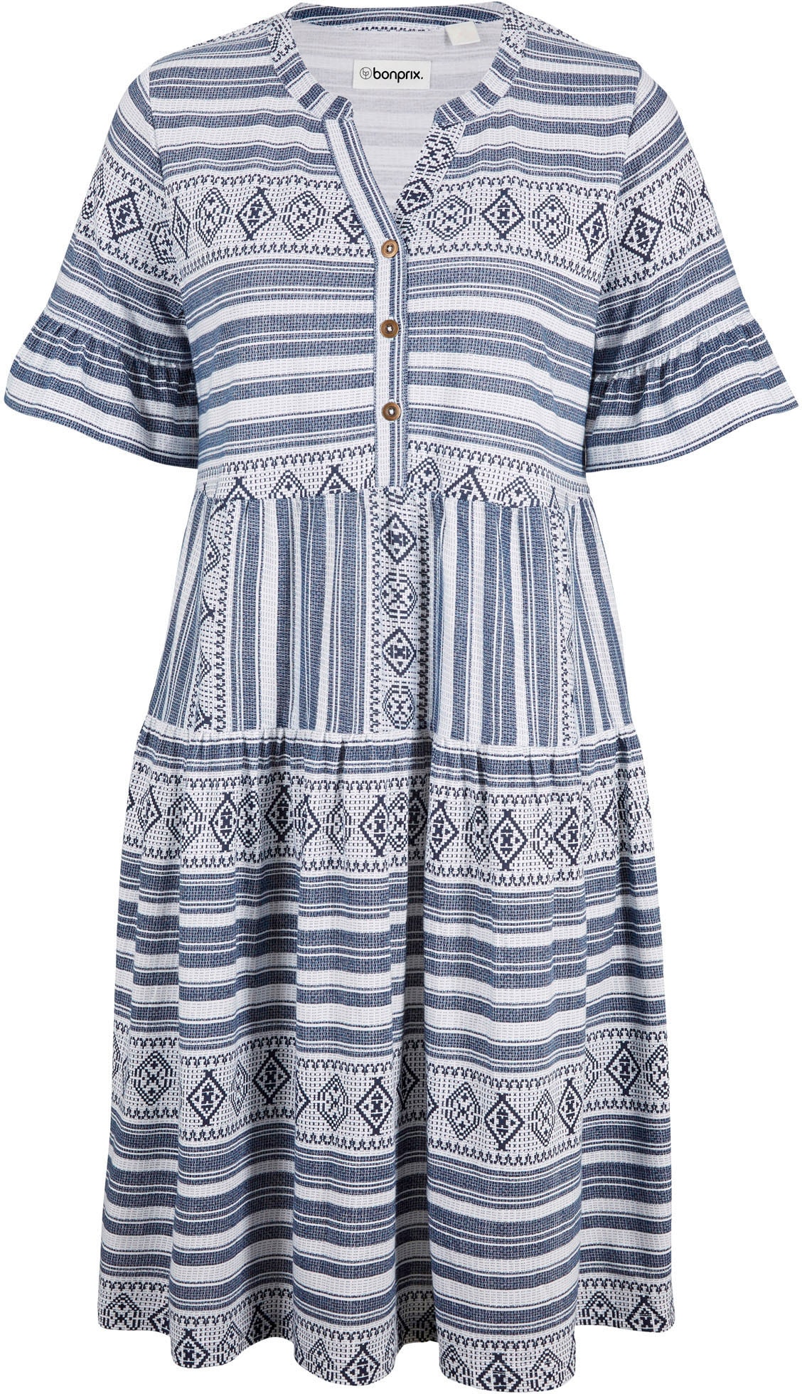 bonprix Shirtkleid mit All-Over Print, aus Viskosemischung, lässig geschnitten