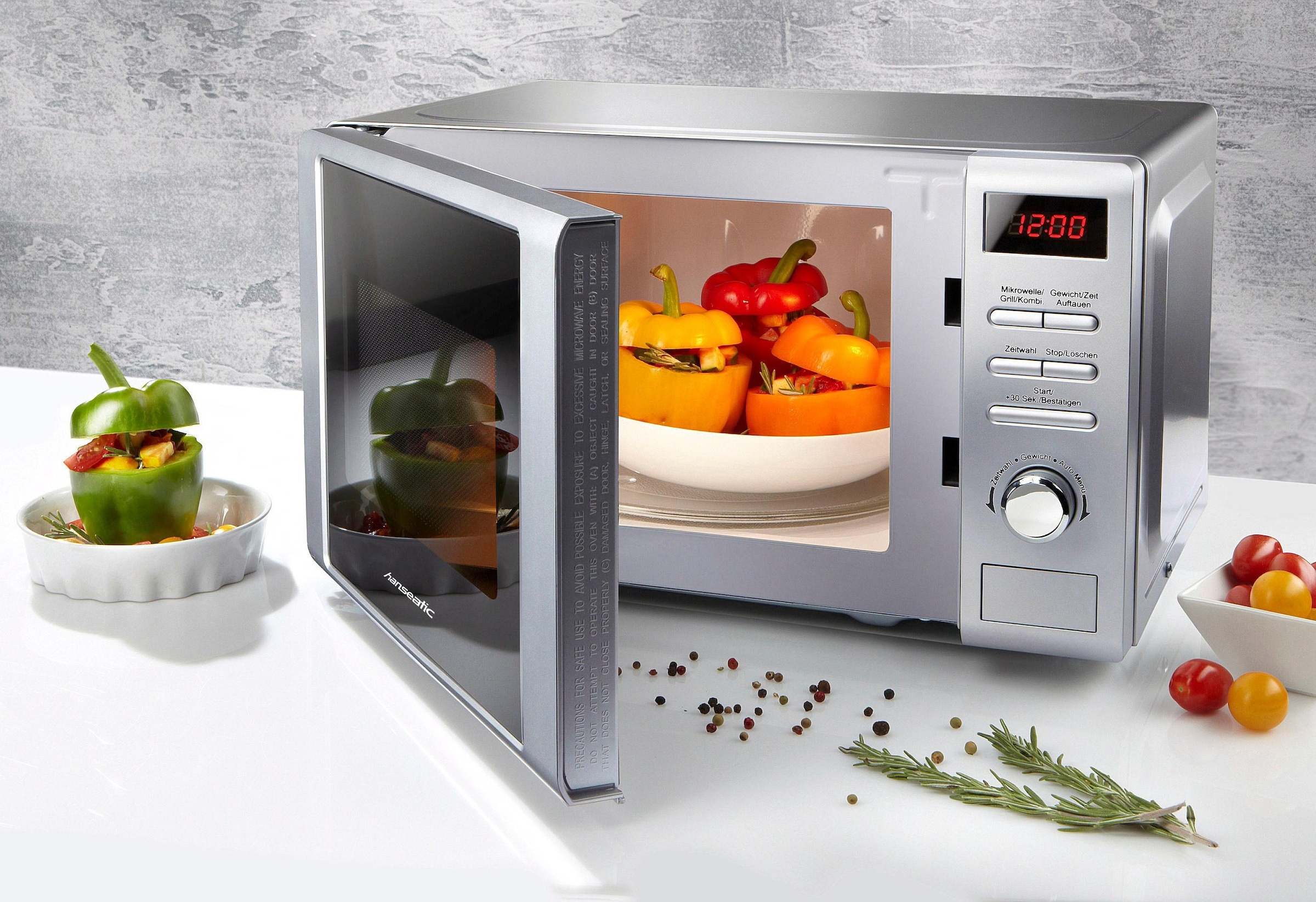 Hanseatic Mikrowelle »819021«, Grill, 700 W, Auftaufunktion, 8 Automatikprogramme