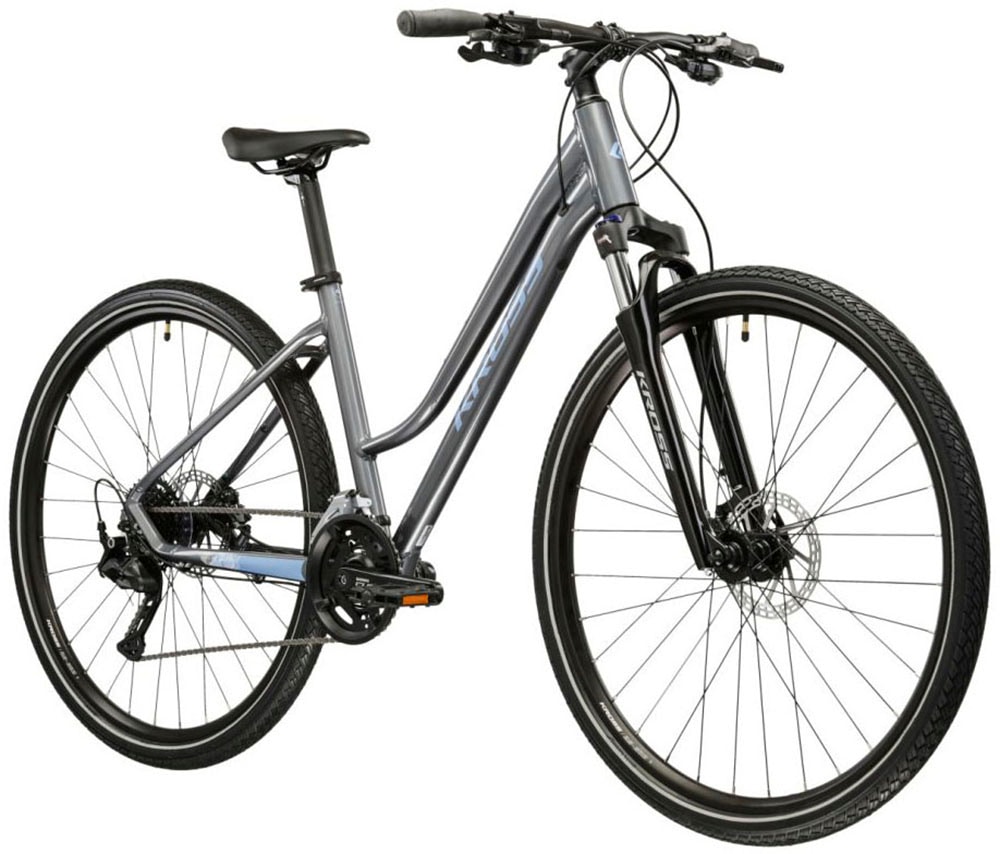 Kross Crossrad »Crossrad Damen 28" Evado 5.0 grau 18 Gänge« 18 Gang Shimano CUES U3020 Schaltwerk Kettenschaltung