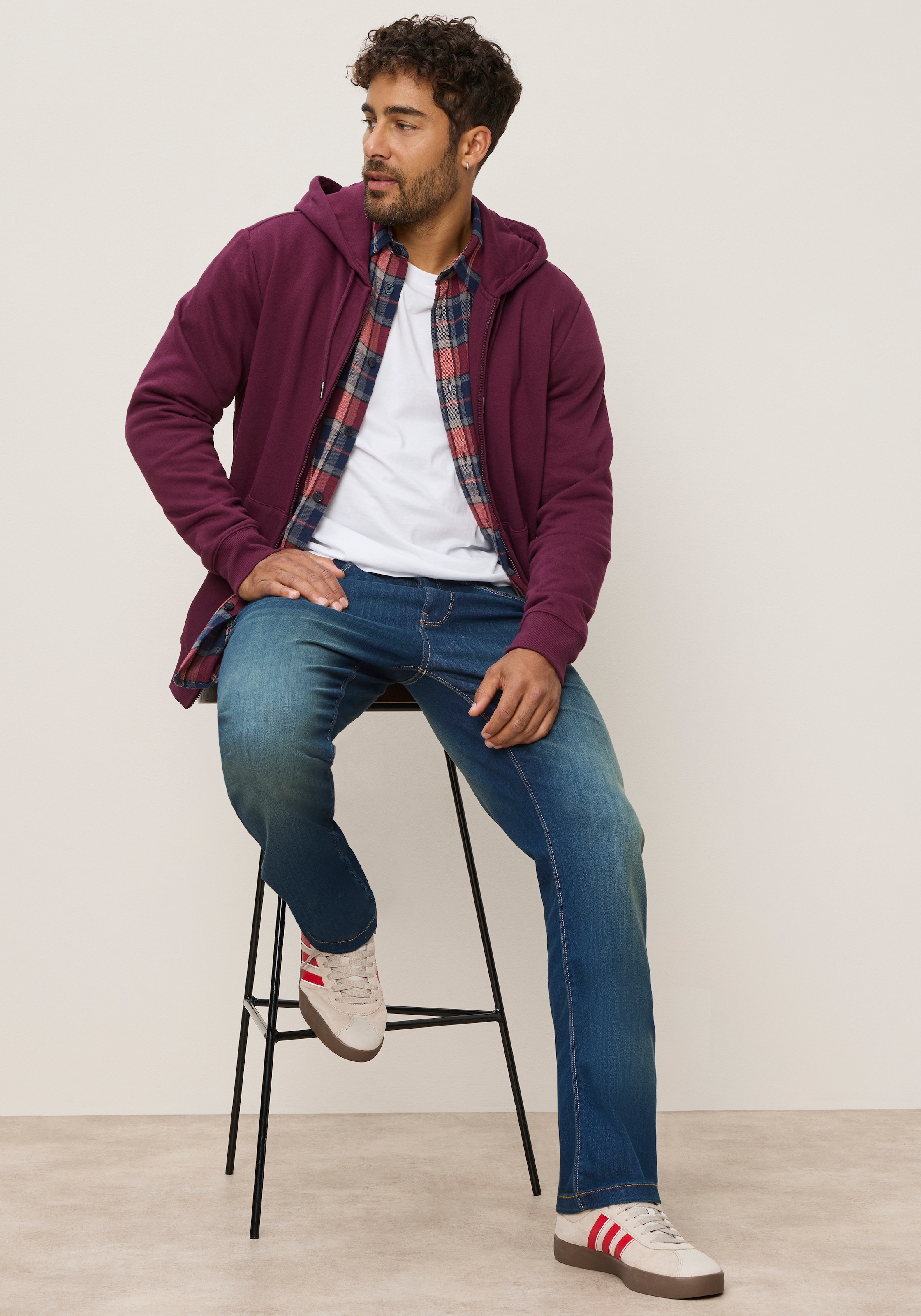 Man's World Kapuzensweatjacke mit Kapuze und Kordelzügen, normale Passform