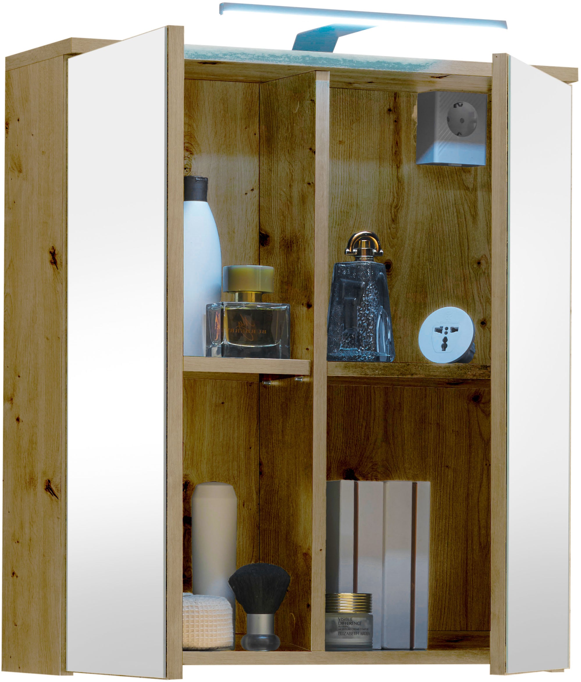 BASIC by Balculina Spiegelschrank »Spice, Badezimmerschrank BxTxH 60x67x20 cm« 1 Stk. tlg. Breite 60 cm, LED-Beleuchtung