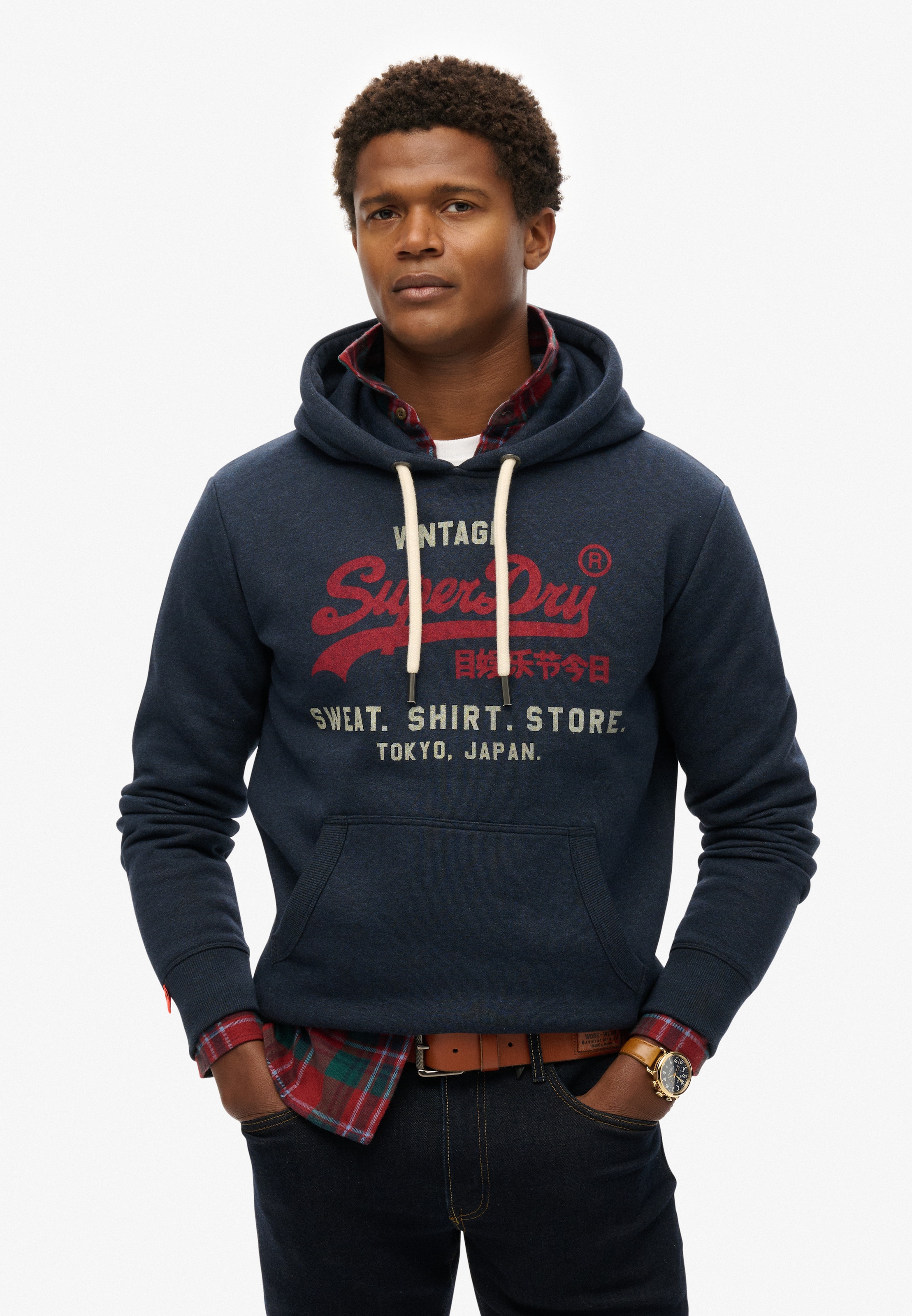 Superdry Kapuzensweatshirt »SD-VL HERITAGE RELAXED HOOD«, aus Baumwollmischung, Relaxed Fit, mit Rippbündchen am Rumpfabschluss

