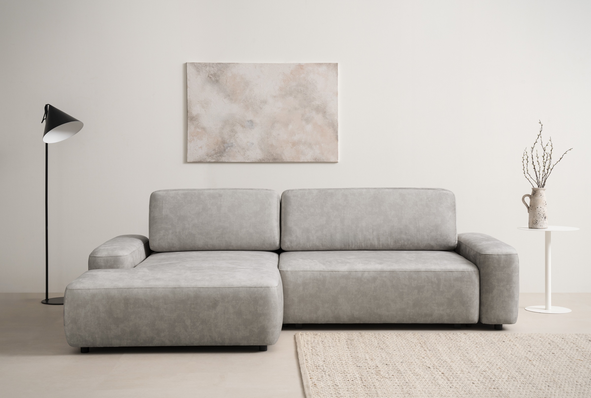 INOSIGN Ecksofa »TORGE (264cm), Schlafsofa in Cord, Samtvelours o Struktur fein, L-Form«, Schlaffunktion, Bettkasten, Liegefläche: 125/210 cm