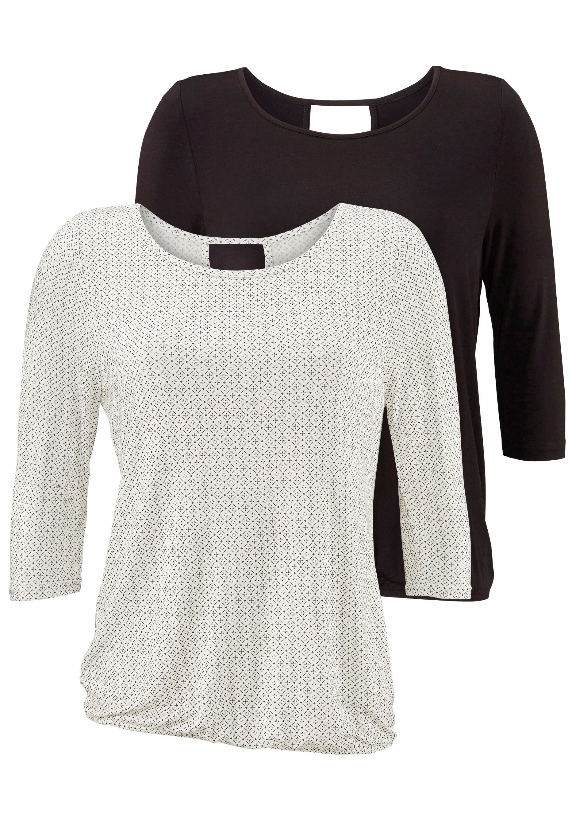 LASCANA 3/4-Arm-Shirt »mit modischem Cut-out«, aus weichem Viskose-Stretch