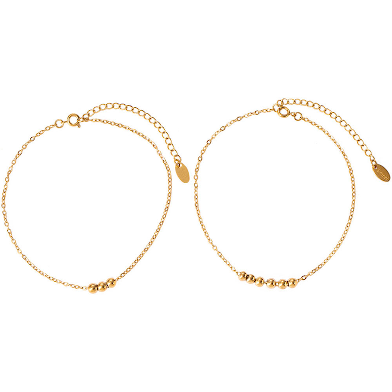 FIRETTI Fußketten Set »Schmuck Geschenk Körperschmuck Kugeln« gelbgoldfarben