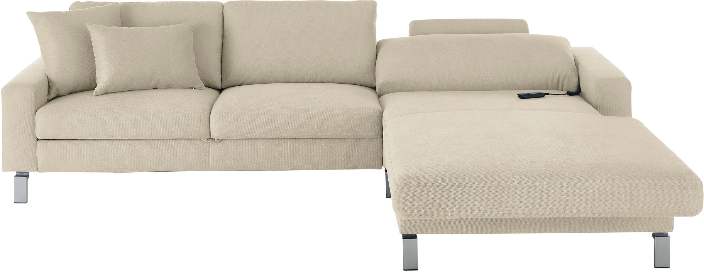 3C Candy Ecksofa »Lecce, wahlweise PUR-Schaumstoff oder Tonnentaschenfederkern«, Bett im 2,5-Sitzer, teilmotorische Schlaffunktion im Longchair, L-Form