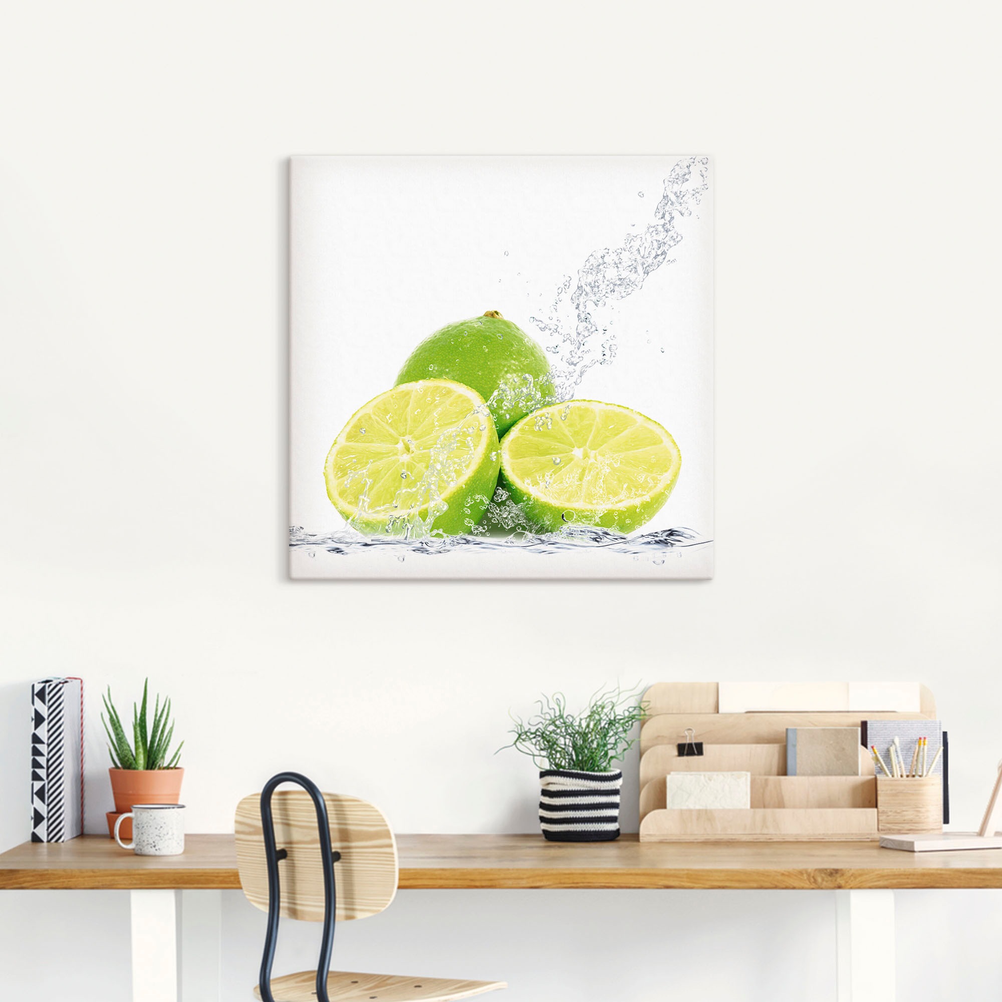 Artland Wandbild »Limette mit Spritzwasser«, Lebensmittel, (1 St.), als Leinwandbild, Poster, Wandaufkleber in verschied. Größen