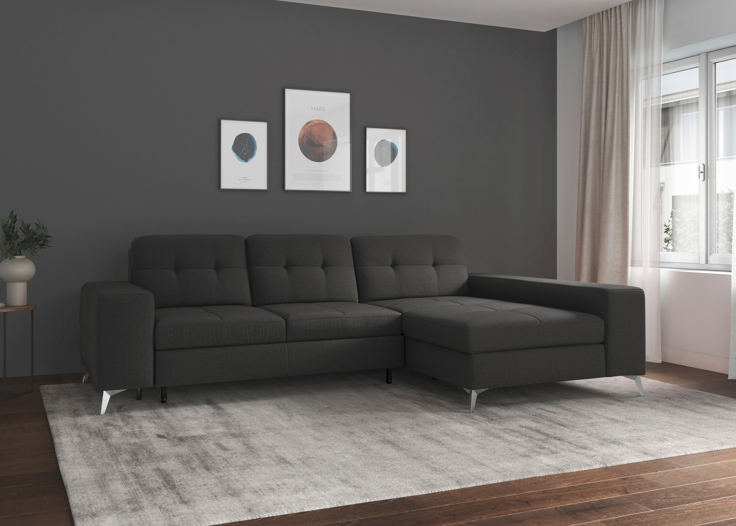 sit&more Ecksofa »Baviene L-Form«, inklusive Sitztiefenverstellung und Federkern, wahlweise Bettfunktion