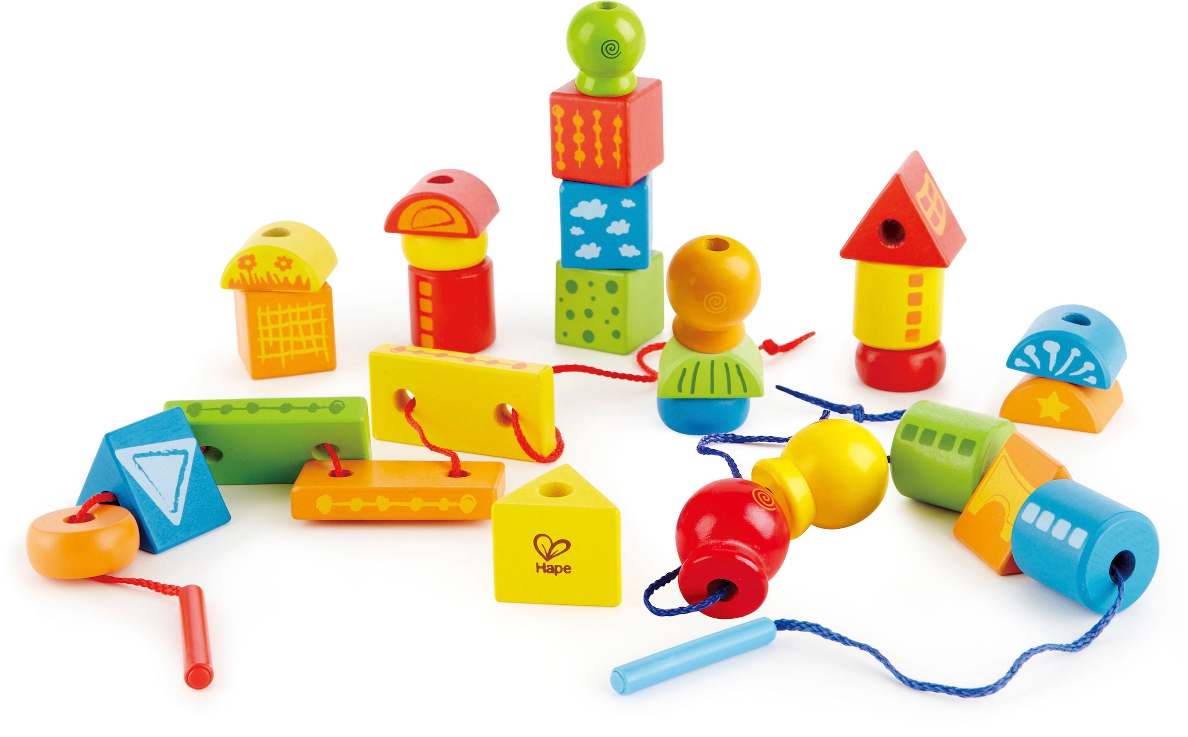 Hape Spielbausteine »Fädelklötze«, (Set, 32 St.), aus Holz