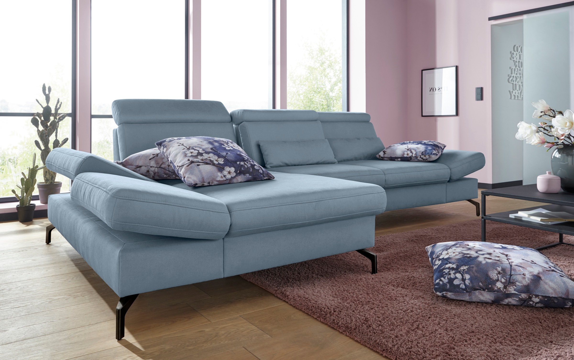 sit&more Ecksofa »Brisbane L-Form«, Fußhöhe 15 cm, inklusive Sitztiefen-, Armteil- und Kopfteilverstellung