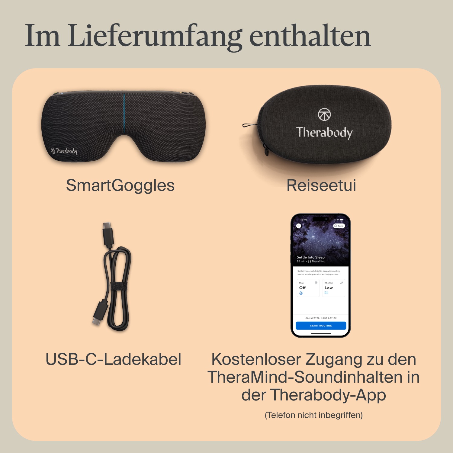 Therabody Gesichtsmassagegerät »SmartGoggles 2.0 Augenmassage, Vibration, Massage, Wärme«, lindert Kopfschmerzen, verbessert die Schlafqualität, App-Steuerung