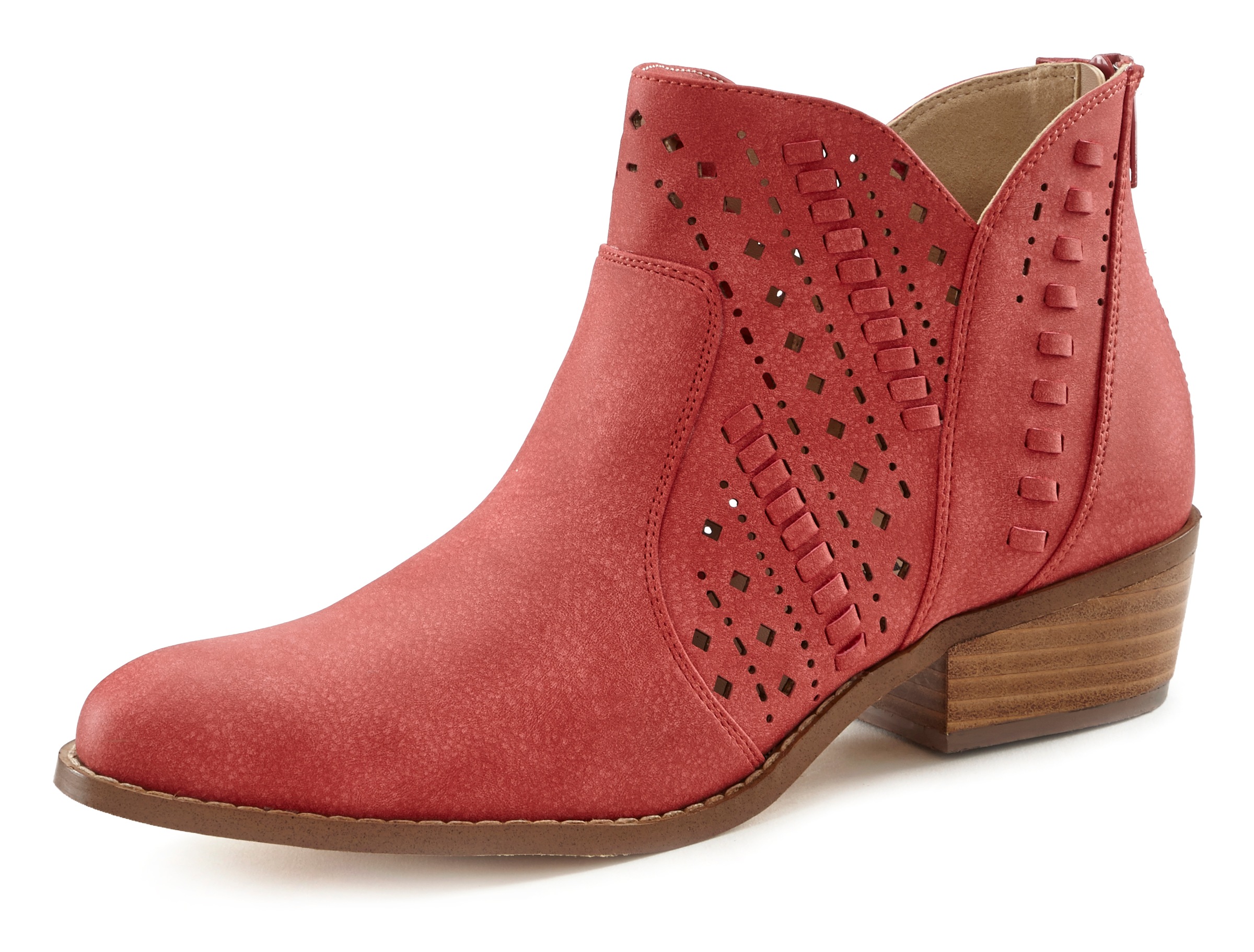 Westernstiefelette, mit modischen Cut-Outs, Cowboy-Boots, Ankle Stiefelette VEGAN, Gr. 40, rot