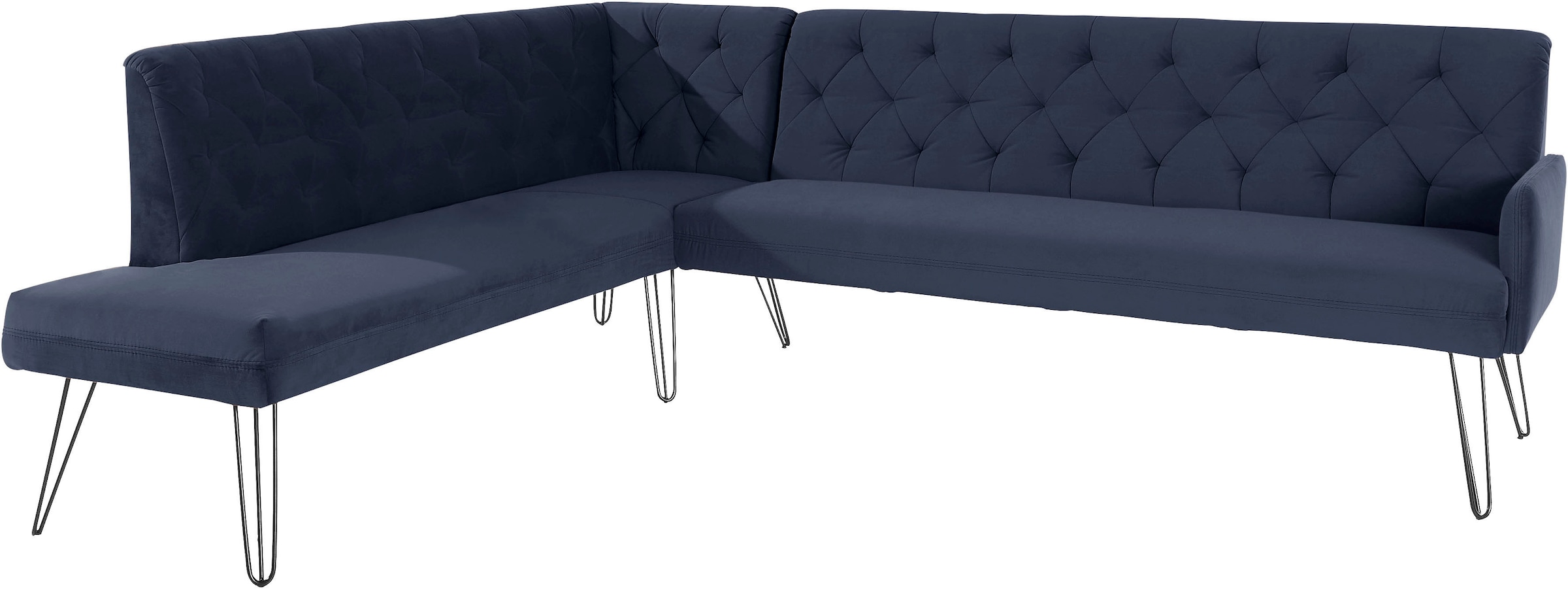 exxpo - sofa fashion Eckbank »Doppio, Chesterfield Optik, komfortabel und bequem, hohe Designfüße«, Frei im Raum stellbar