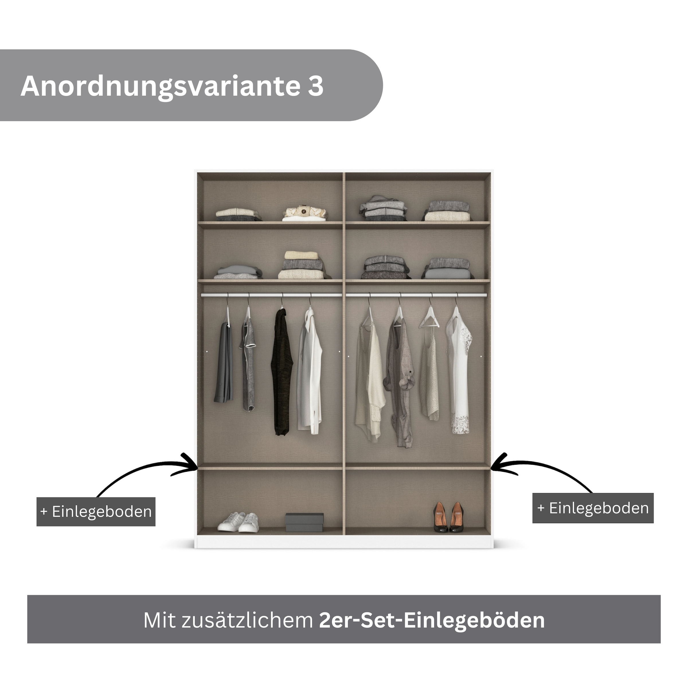 rauch Drehtürenschrank »Kleiderschrank Schrank Garderobe AGORDO TOPSELLER Schlafzimmer«, (in zwei Griff-Farben mit Dekor- oder Hochglanzfront), durchdachte Innenausstattung, in 6 Breiten und 2 Höhen MADE IN GERMANY