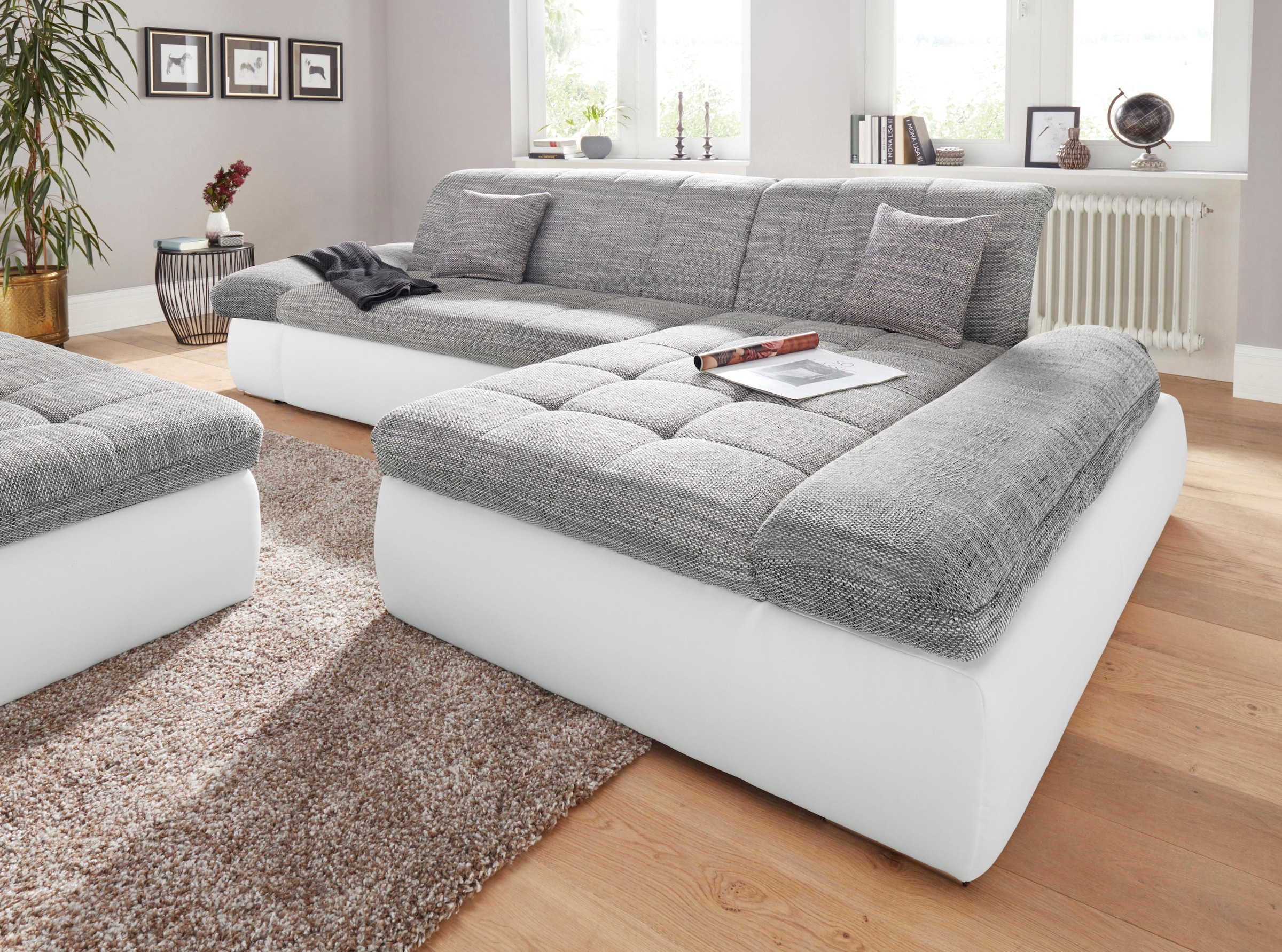 DOMO collection Ecksofa »PB Moric wahlweise mit Bettfunktion + Armteilverstellung, L-Form«, im XXL-Format, B/T/H:300/172/80 cm, feine Steppung