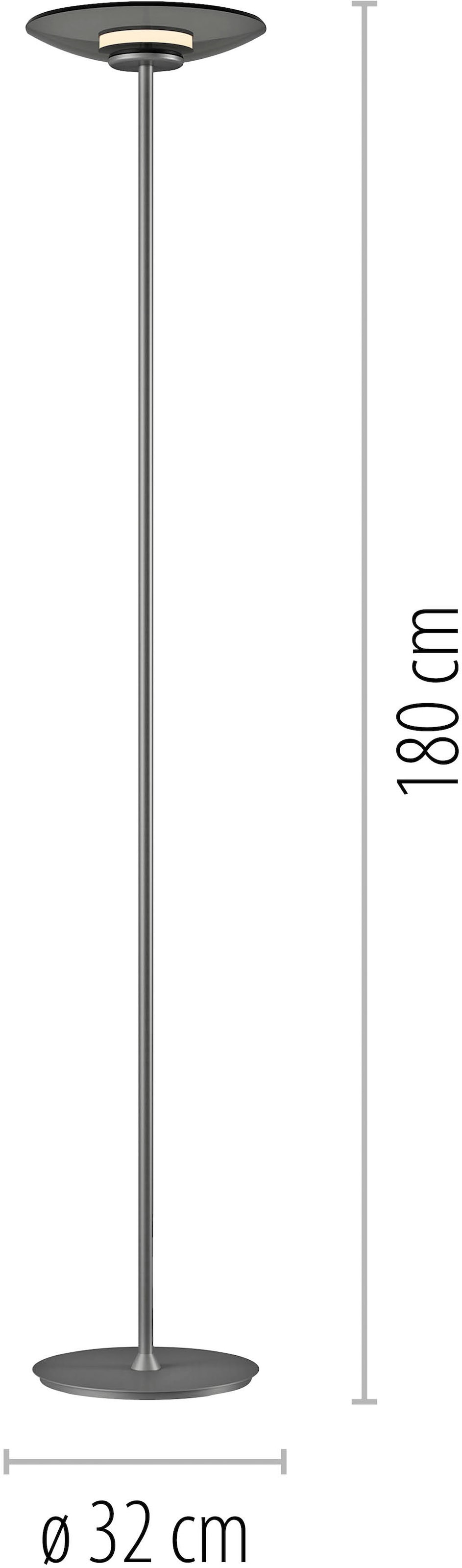 Neuhaus PURE LED Stehlampe »PURE Moon« LED-Board 1 Stk. Warmweiß Stufenloses dimmen per Touchdimmer, Rauchglas