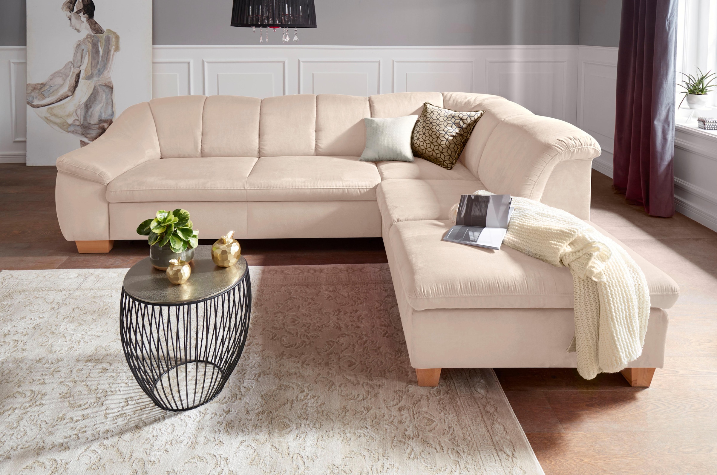 sit&more Ecksofa »Santo L-Form«, mit Federkern, wahlweise mit Bettfunktion günstig online kaufen