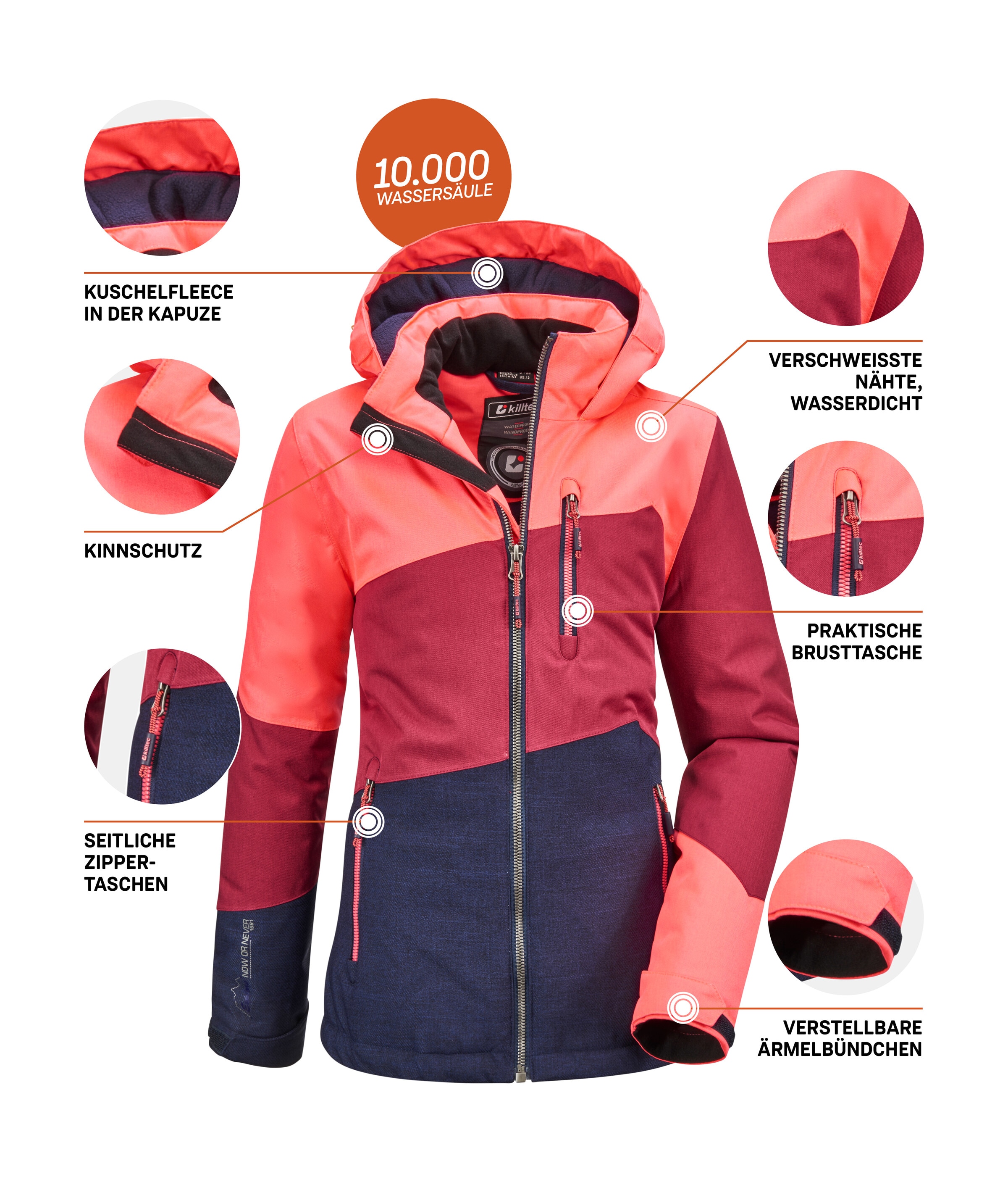 Killtec Outdoorjacke »Lynge GRLS JCKT B« Wasserdichte Winterjacke mit Kapuze, Fleece, verstellbaren Ärmeln