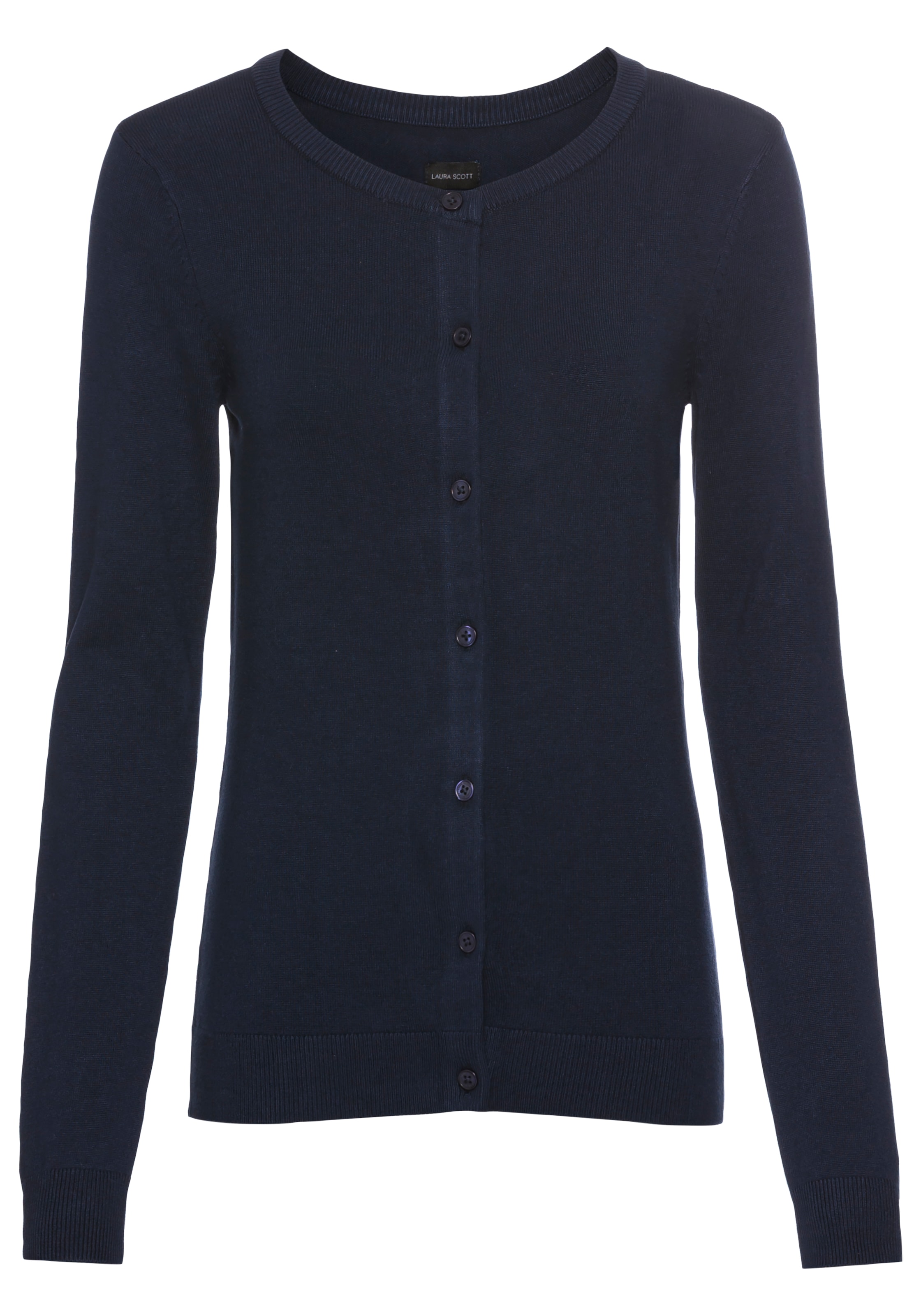 Laura Scott Strickjacke Feinstrick in Basic Fit mit Rundhals und Knopfleiste