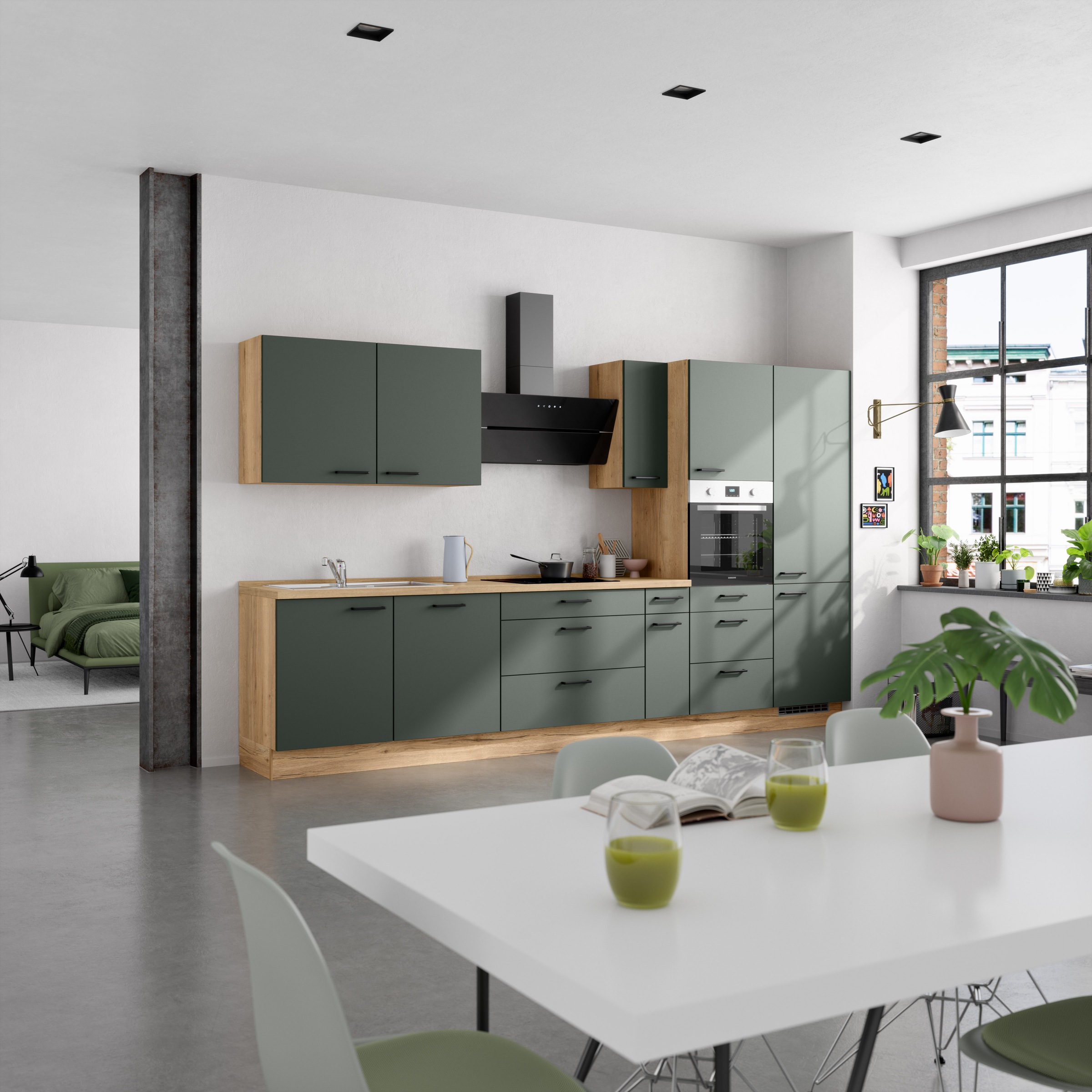 nobilia® Küchenzeile »"Easytouch II"«, vormontiert, Ausrichtung wählbar, Breite 360 cm, wahlw. mit E-Geräten