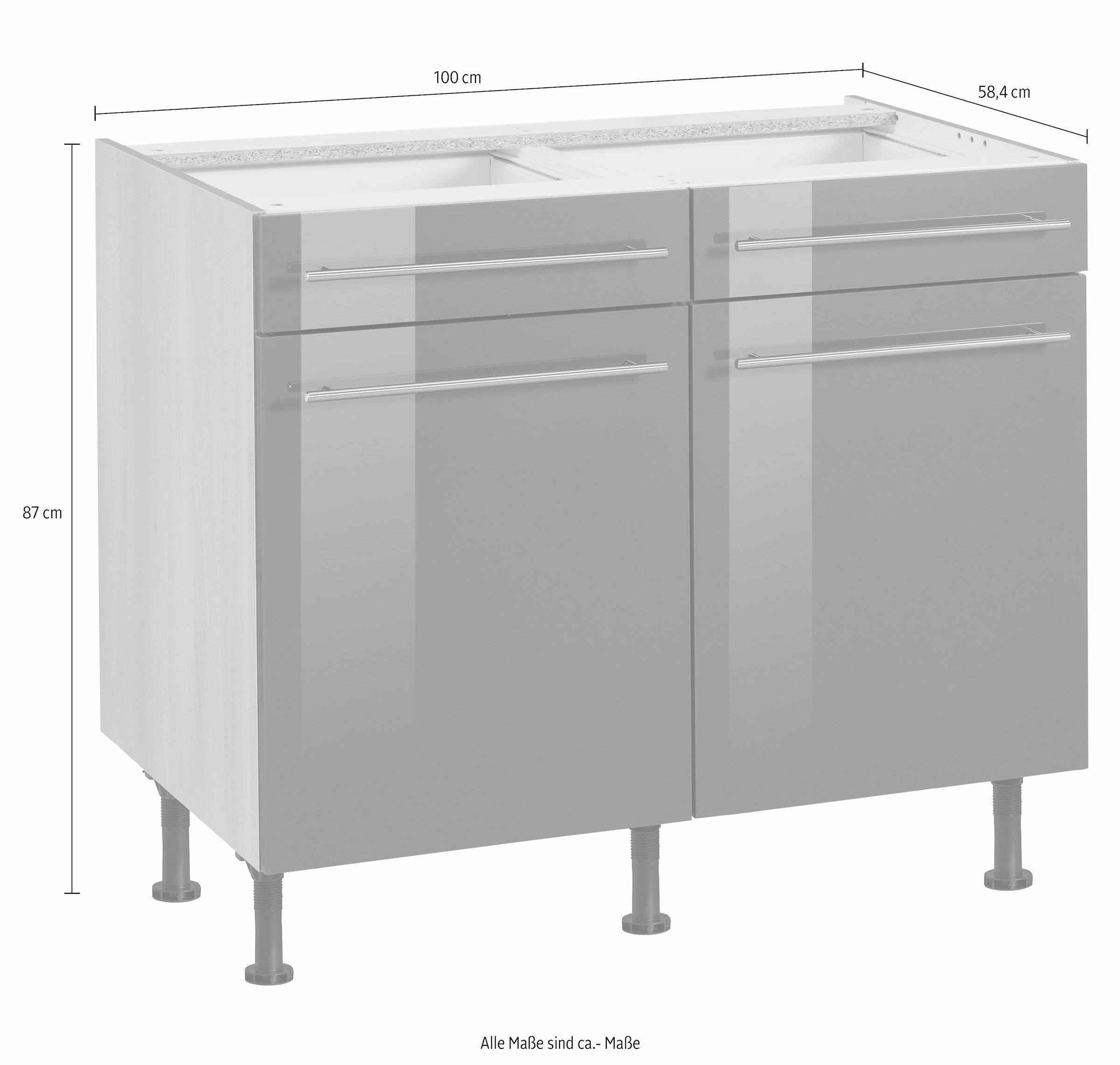 OPTIFIT Unterschrank »Bern«, 100 cm breit, mit 2 Türen, 2 Schubkästen, höhenverstellbare Füße