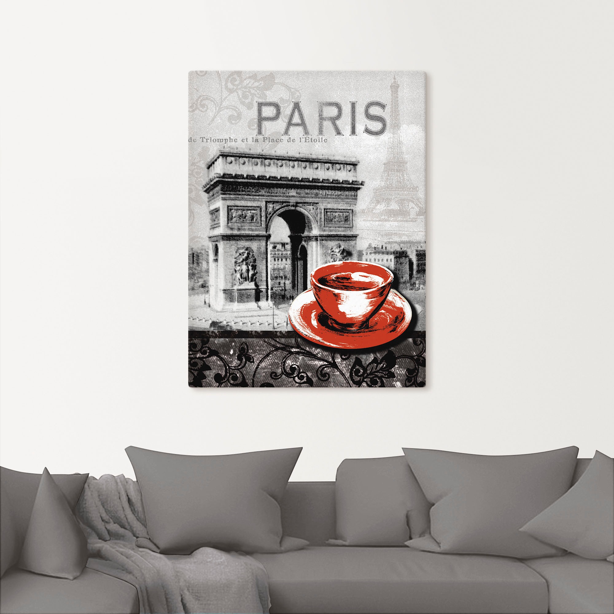 Artland Wandbild »Paris - Café au Lait - Milchkaffee«, Gebäude, (1 St.), als Alubild, Outdoorbild, Leinwandbild, Poster, Wandaufkleber