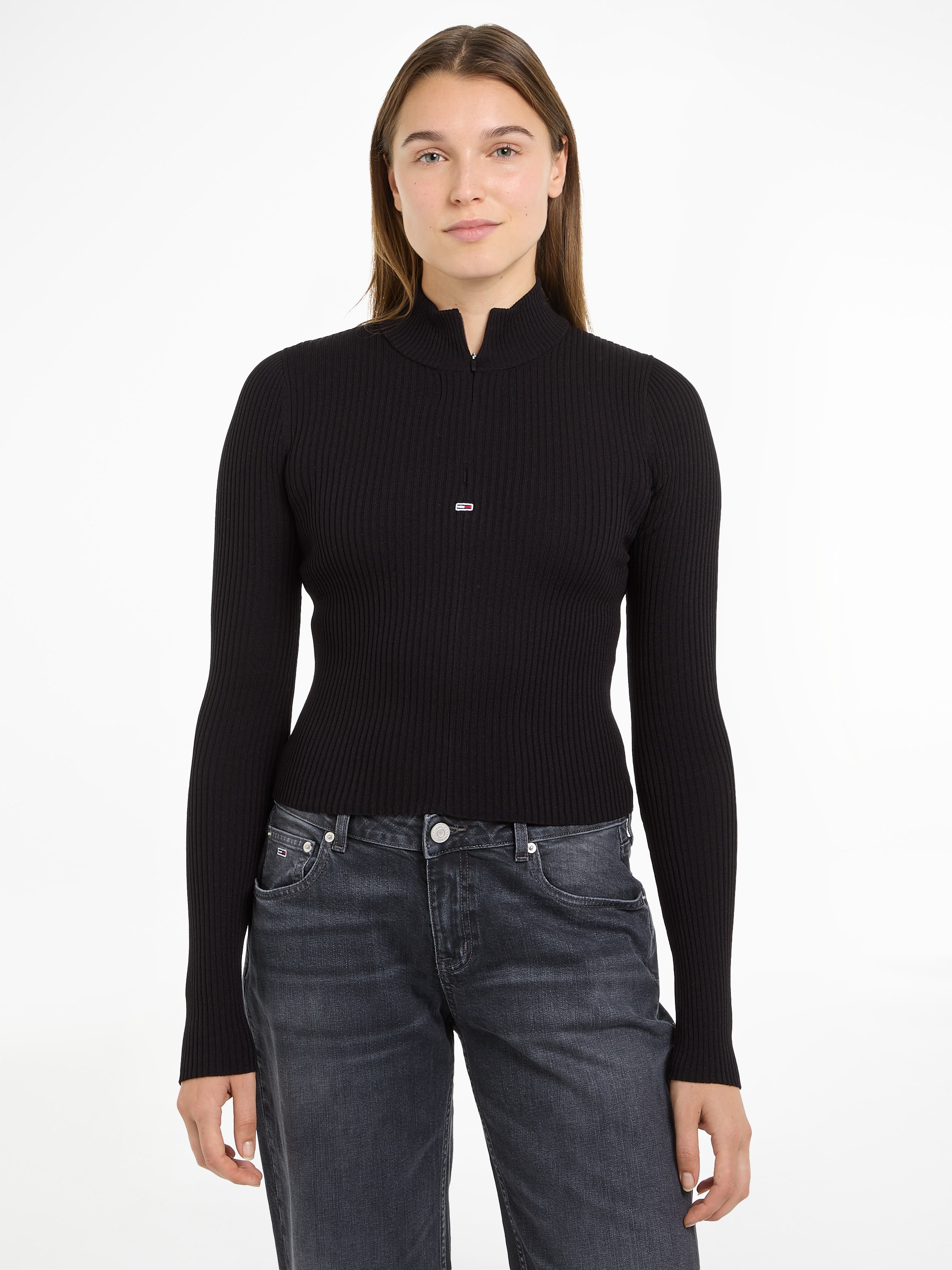 Tommy Jeans Troyer »TJW 1/4 ZIP TECHNICAL RIB«, mit kurzem Reißverschluss