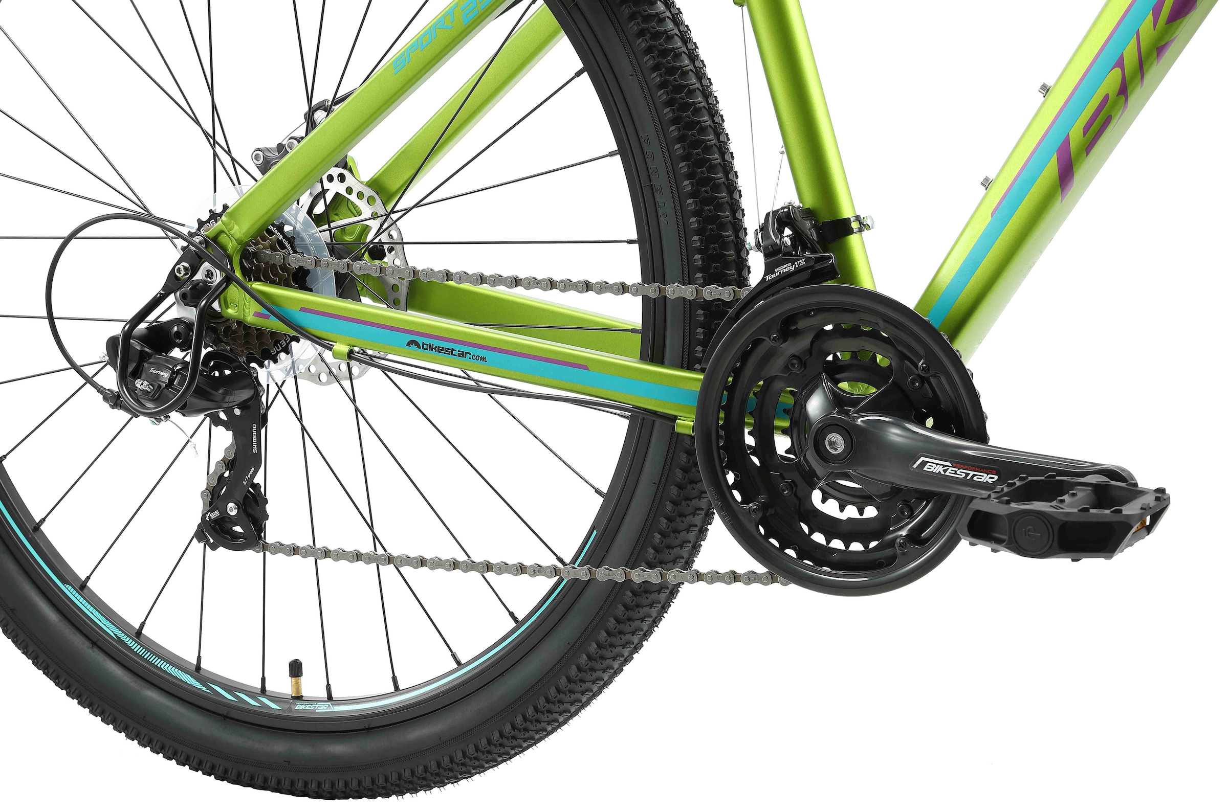 Bikestar Mountainbike, 21 Gang, Shimano, RD-TY300 Schaltwerk, Kettenschaltung, für Damen und Herren, Kettenschaltung