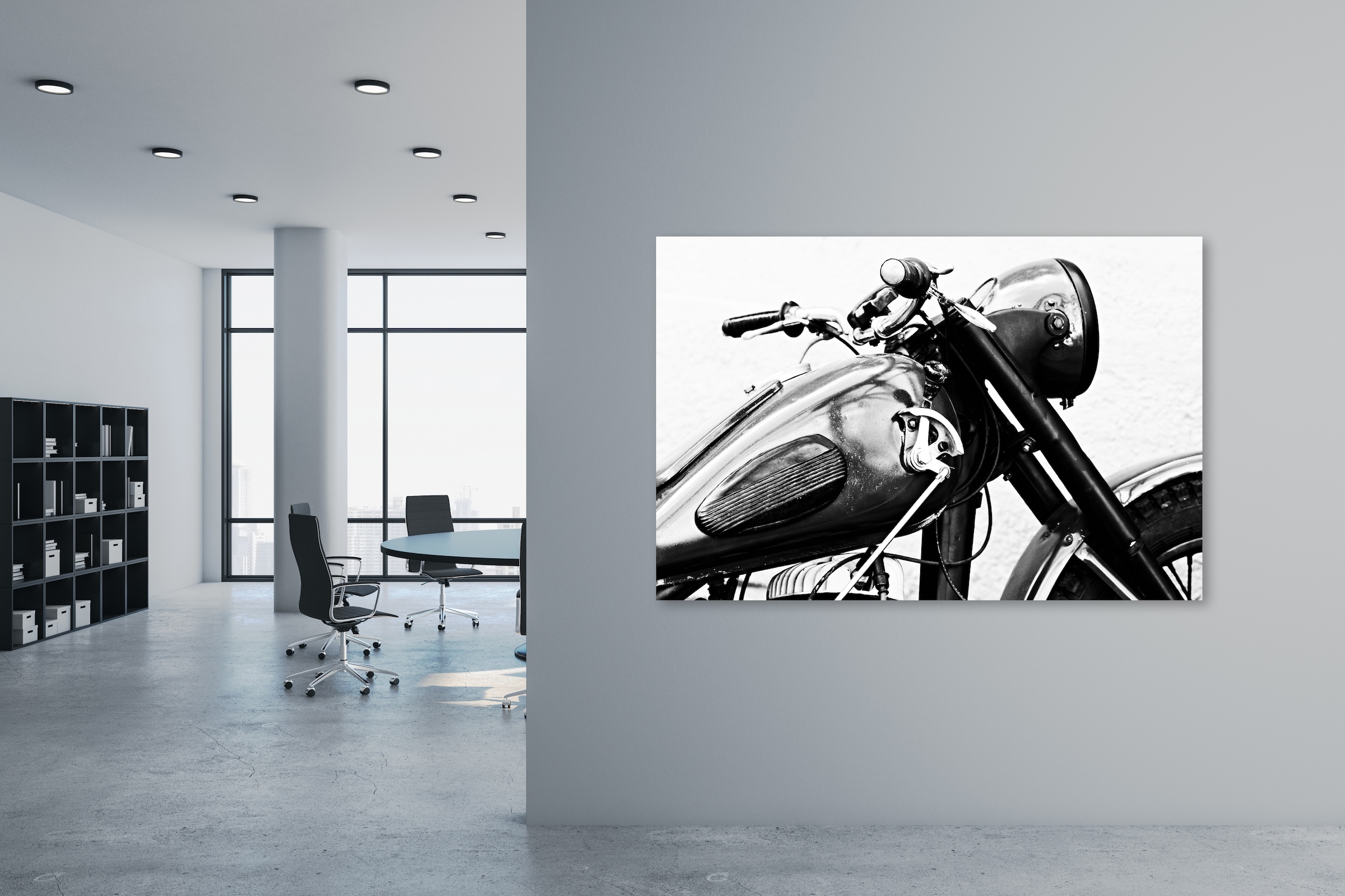 queence Leinwandbild »The Motorcycle« Motorräder   Schwarz-Weiß 1 Stk. tlg. günstig online kaufen
