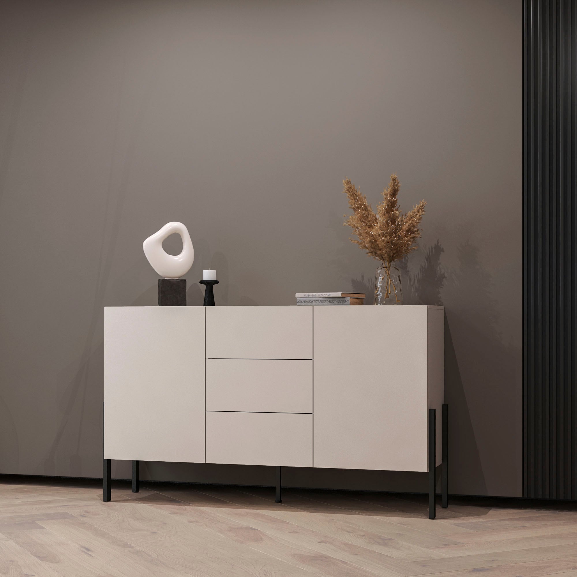 INOSIGN Sideboard »Jukon, Breite 150 bzw.180 cm, moderne grifflose Kommode«, Schubladenschrank 2 Türen/3 Schubkästen, push-to-open-Funktion