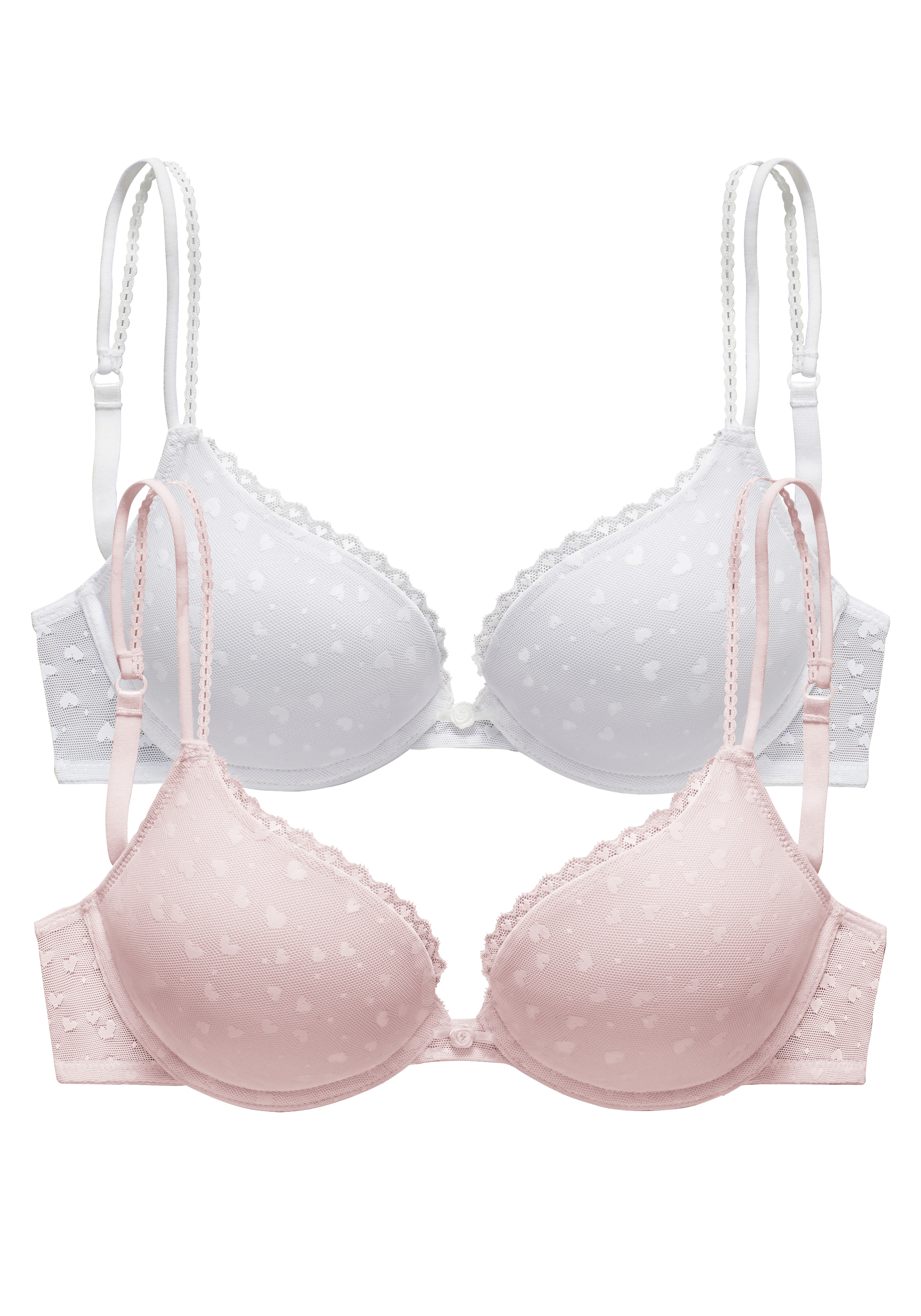 petite fleur Push-up-BH, aus süßem Herzchen-Mesh mit edlen Spaghettiträgern, sexy Dessous