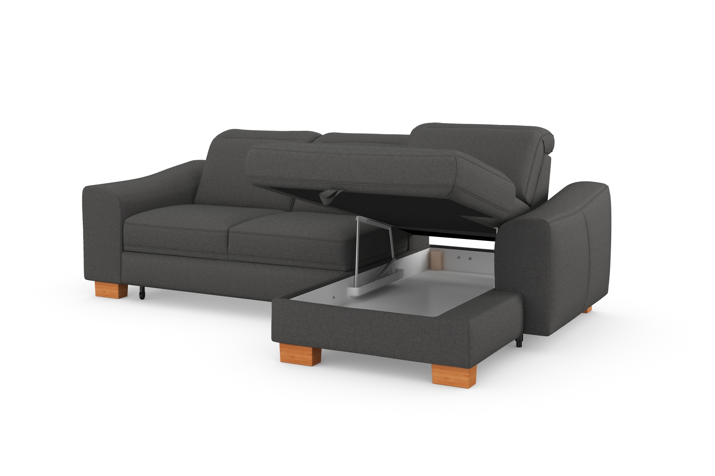 sit&more Ecksofa »Dundee L-Form«, mit Federkern und Massivholzfüßen, wahlweise mit Kopfteilverstellung