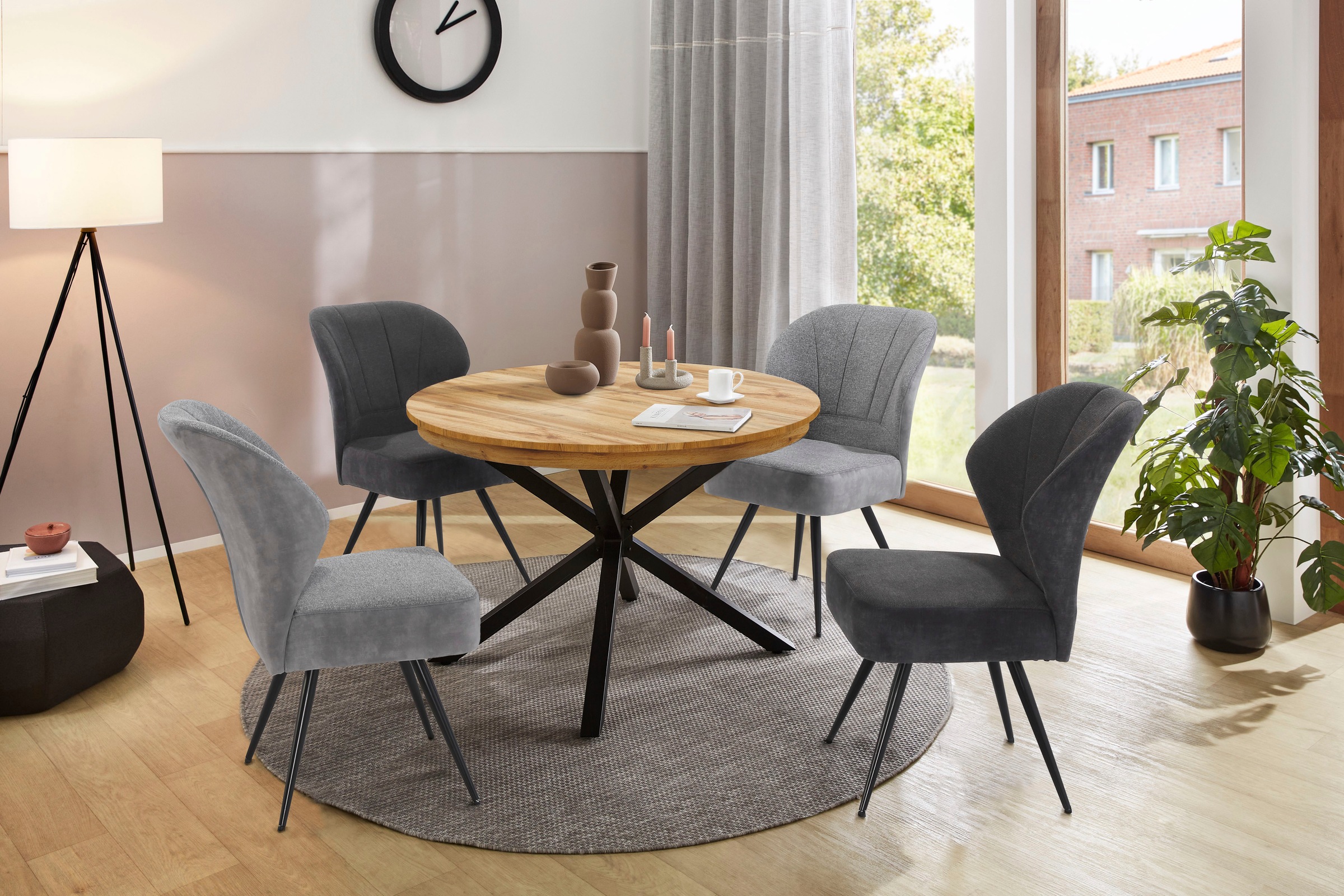 Jockenhöfer Gruppe Freischwinger »Oder«, (Set), 4 St., Microfaser, mit Taschenfederkenpolsterung, Materialmix, in 2 Farben bestellbar