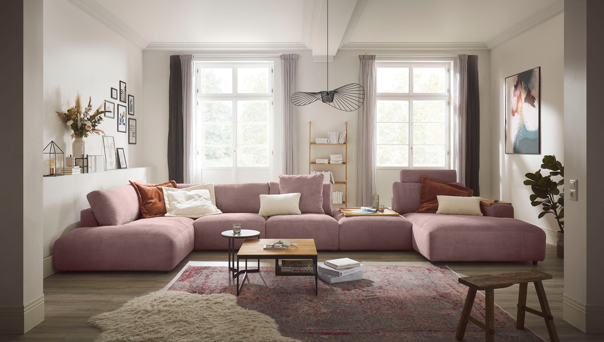 Musterring Wohnlandschaft »Lucia U-Form«, Cord-Bezug, inklusive Kopfstütze, Gesamtbreite 524 cm