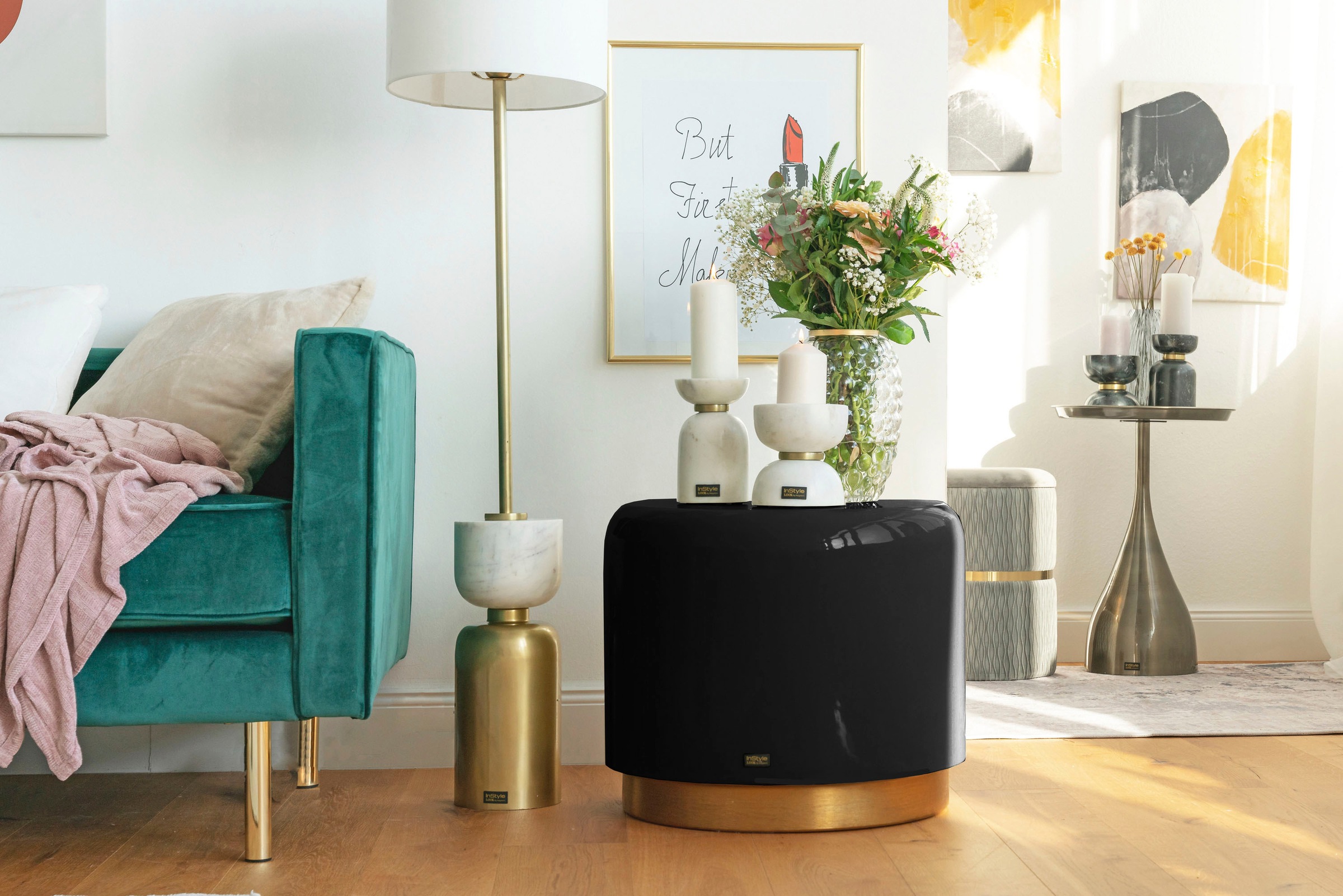 Kayoom Sitzhocker »Hocker Artisse, Edler Touch durch goldenen Sockel«, (1 S günstig online kaufen