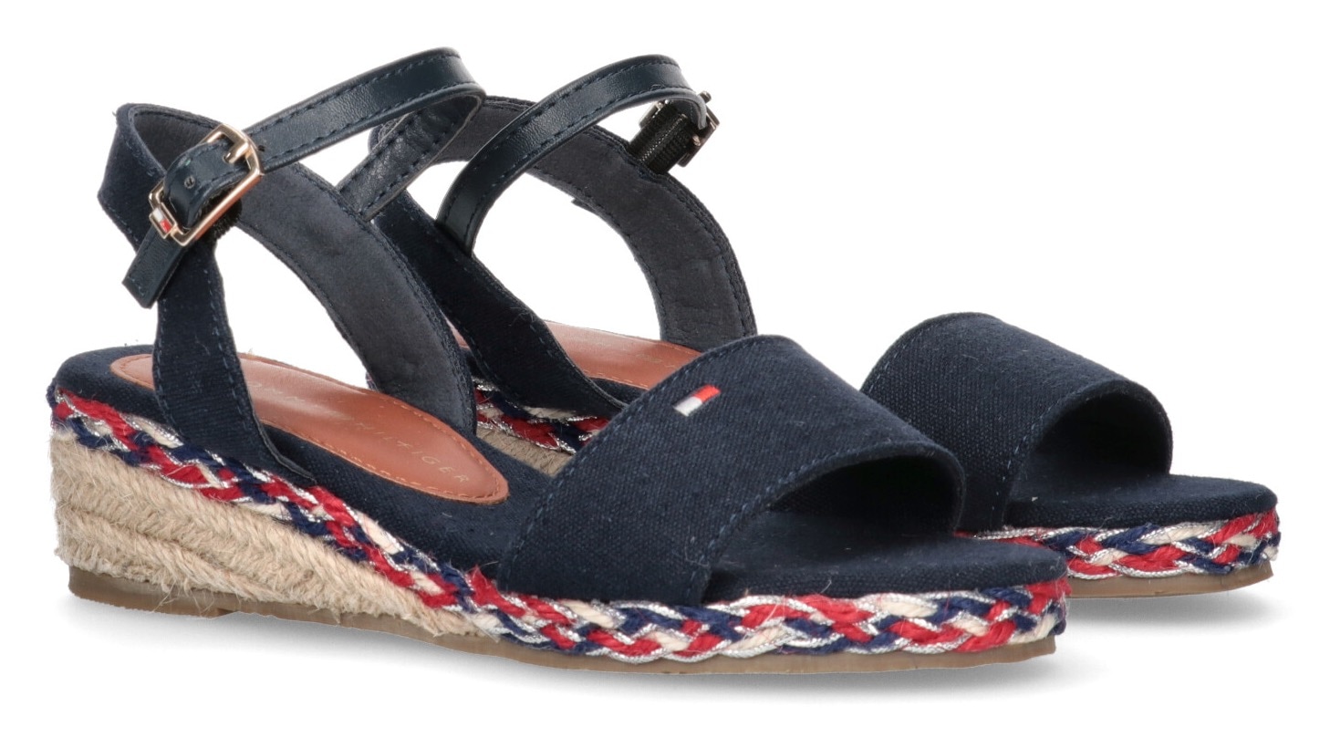 Tommy Hilfiger Keilsandalette »ROPE WEDGE SANDAL«, Sommerschuh, Sandale, Keilabsatz, mit geflochtener Umrandung