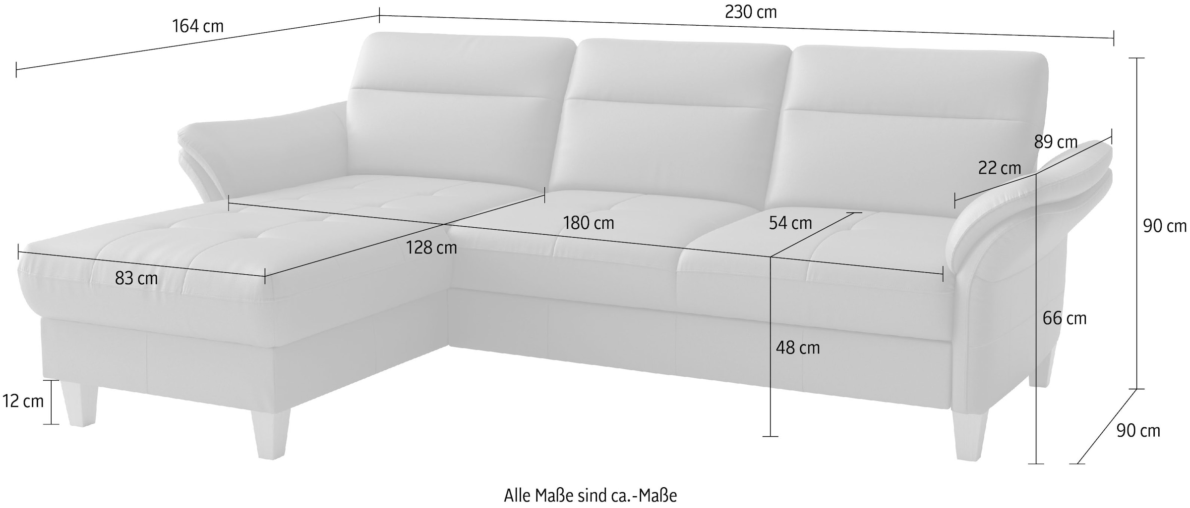 sit&more Ecksofa »Pamela L-Form, Leder, B: 218 und 230 cm« optional Armteilverstellung, Bettfunktion & Bettkasten