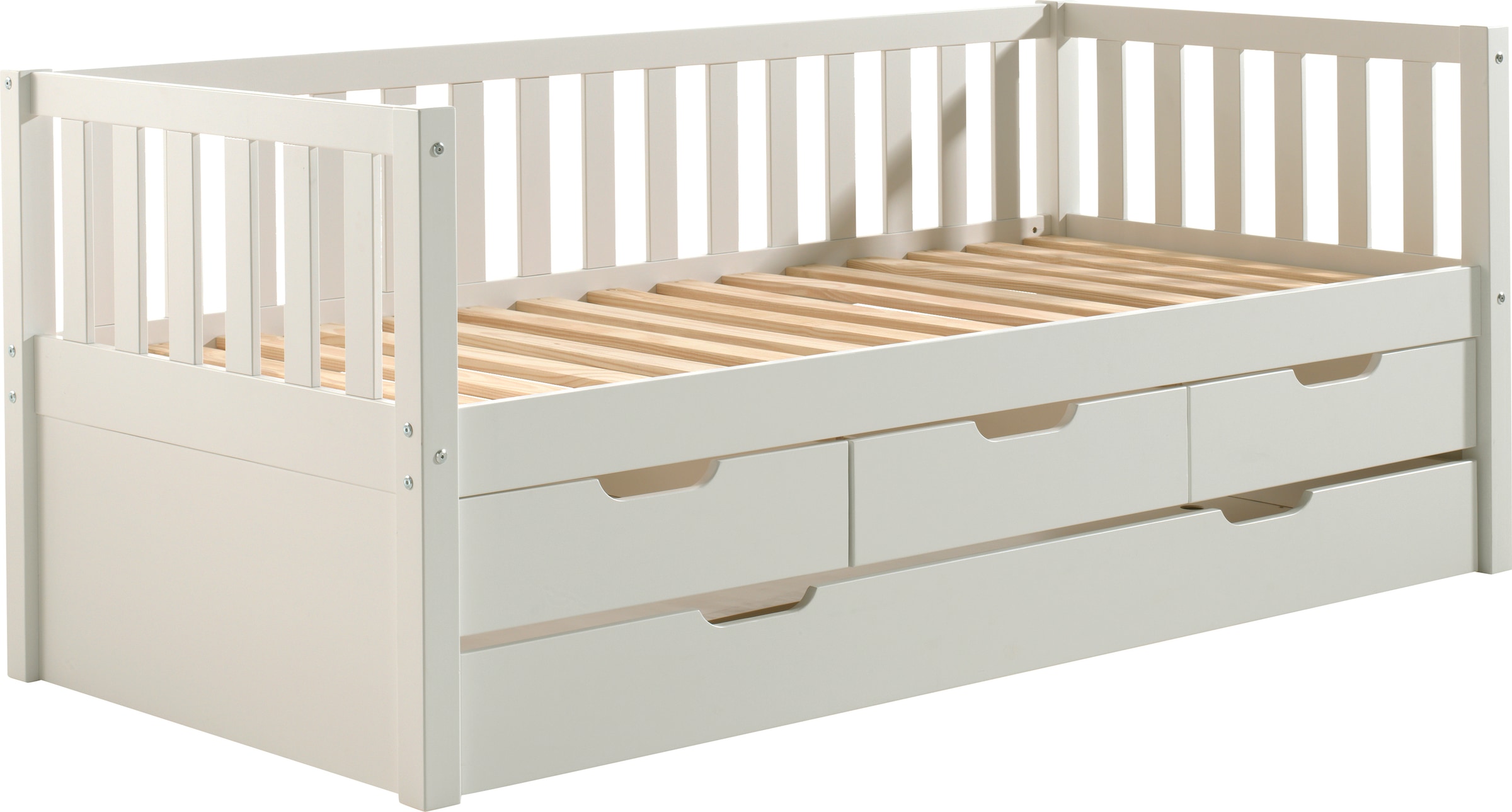 Vipack Einzelbett »mit Schubladen, Kiefer Massiv, Viel Stauraum Und Zeitloses Design« B/H/T Ca. 211, 2x85, 5x97, 8cm, Ausf. Milky Pine Oder Weiß,
