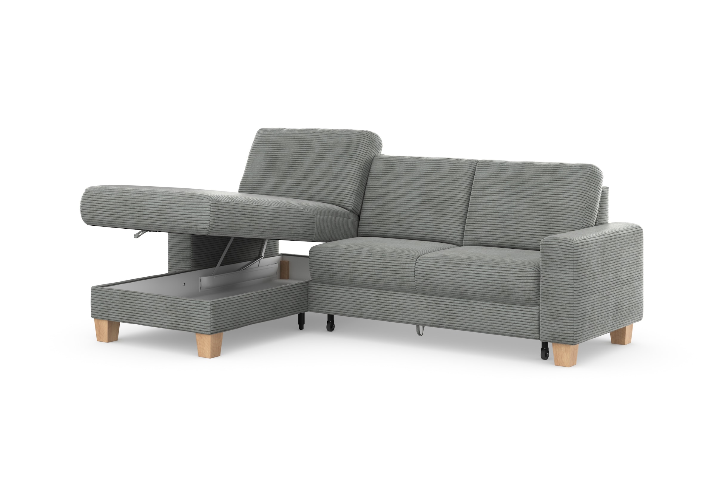 Home affaire Ecksofa »Summer L-Form«, mit Recamiere, mit oder ohne Bettfunktion und Bettkasten, Cord-Bezug
