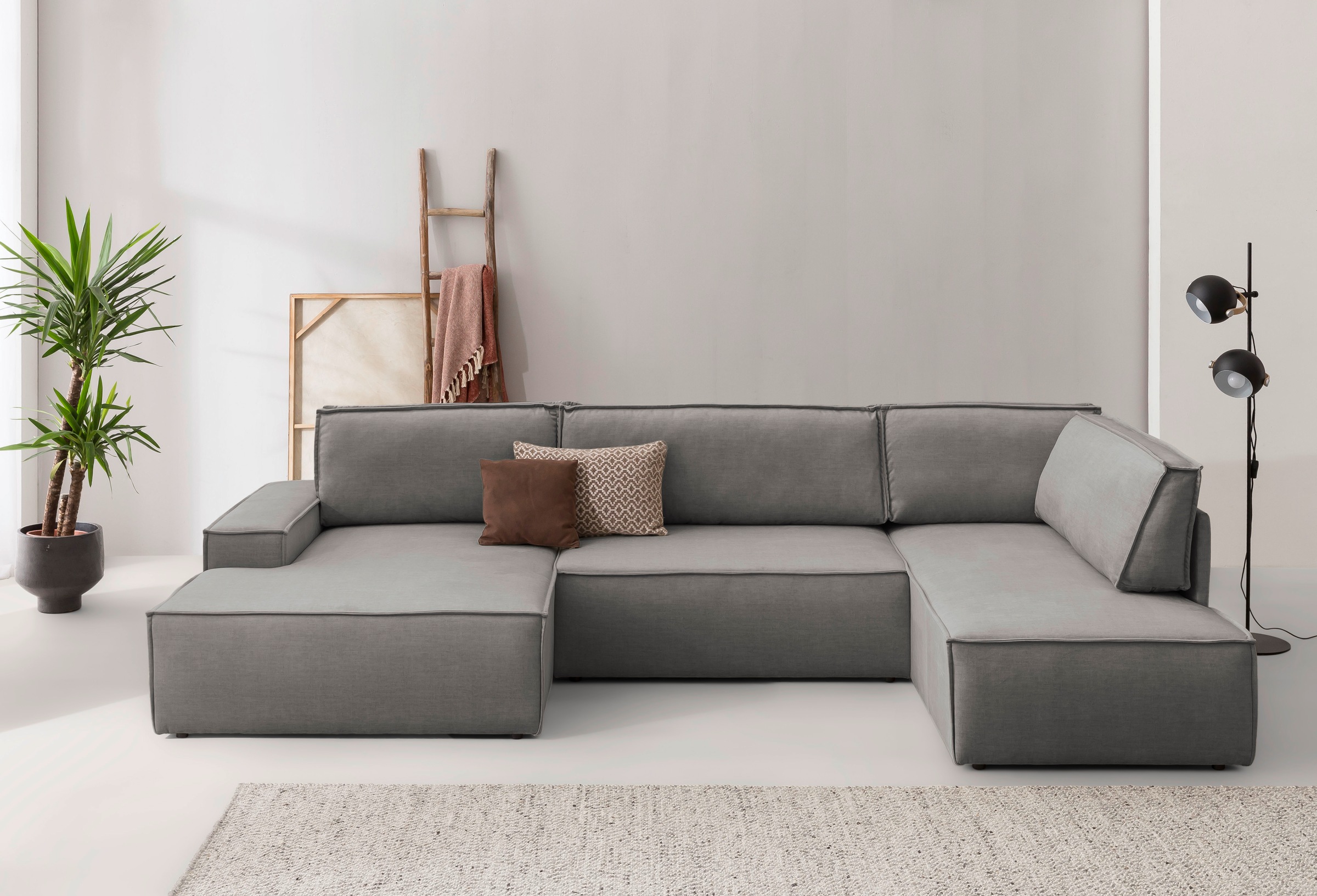 Home affaire Wohnlandschaft "SHERWOOD 329 cm, U-Form, Schlafsofa," Schlaffu günstig online kaufen