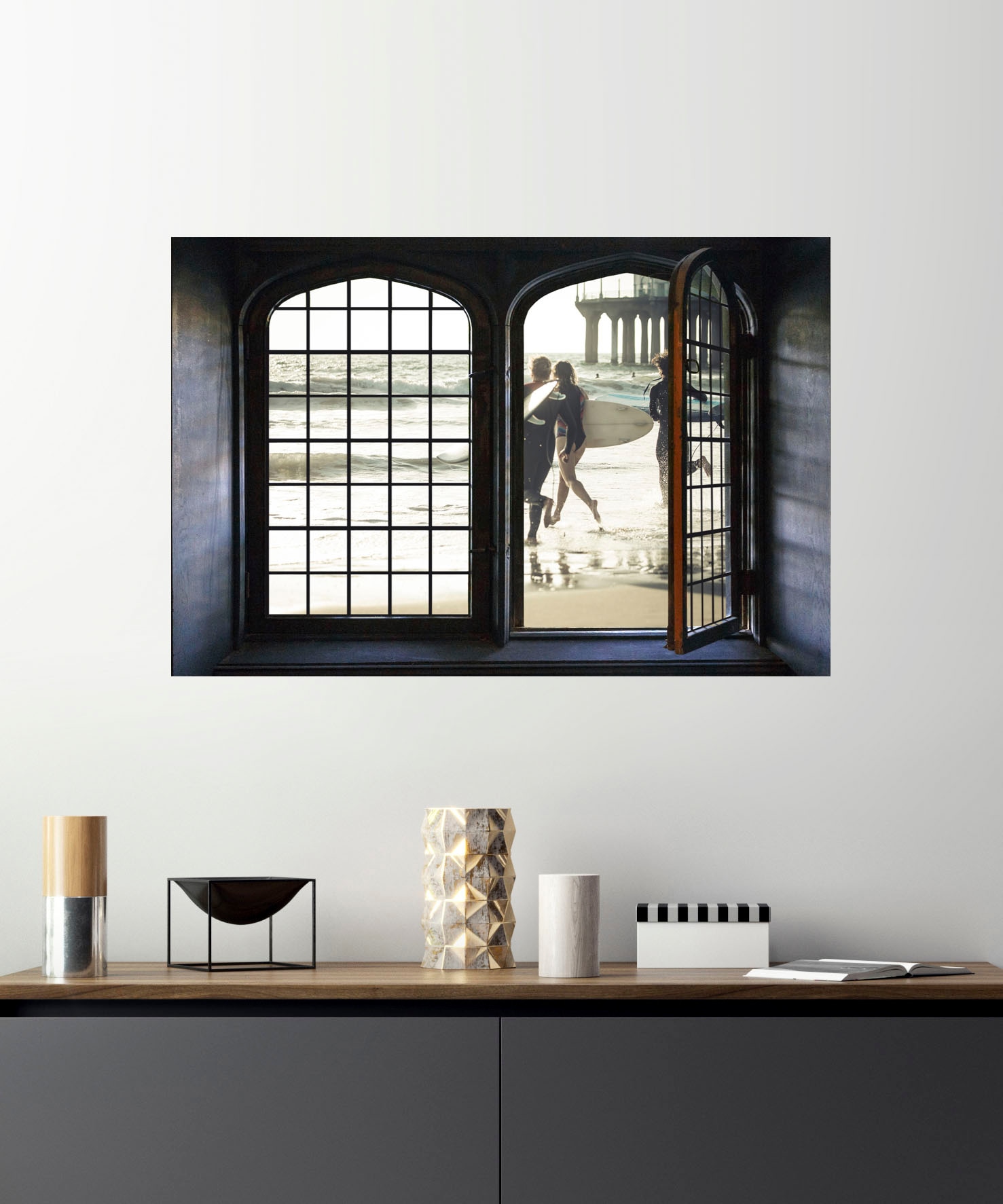 queence Wandsticker »Surfer«, Wandsticker, Wandbild, selbstklebend, 3D, Fenster