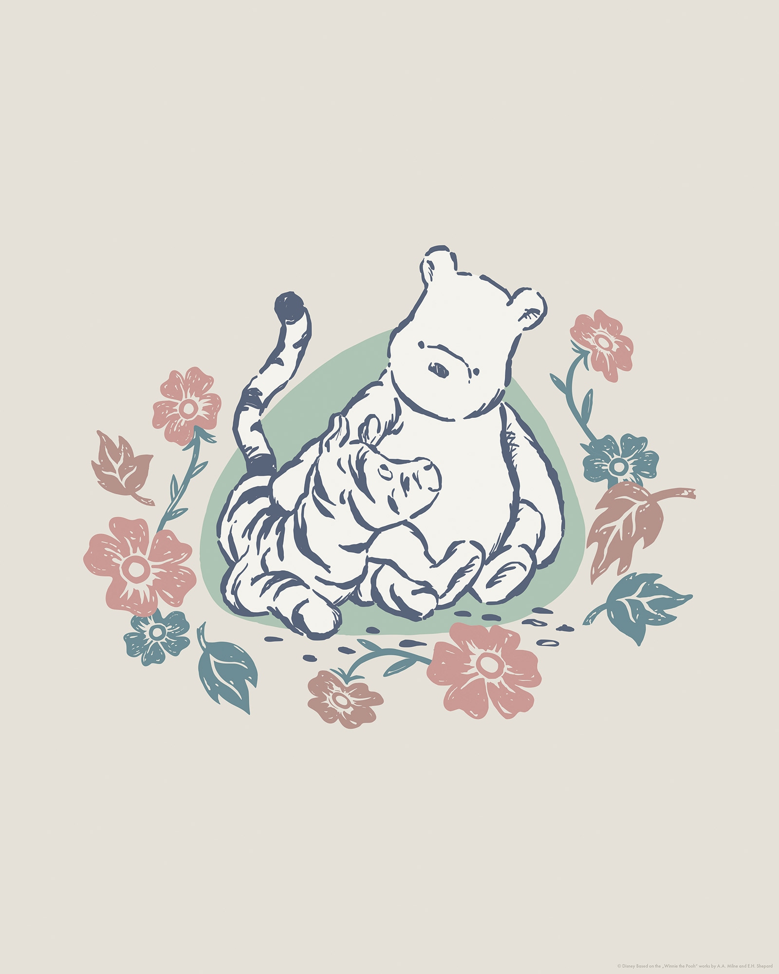 Komar Wandbild »Disney Winnie the Pooh Flowers and Friends«, Disney, (Set, 1 St.), 40 x 50 cm (Breite x Höhe) - Kinderzimmer, Dekoration