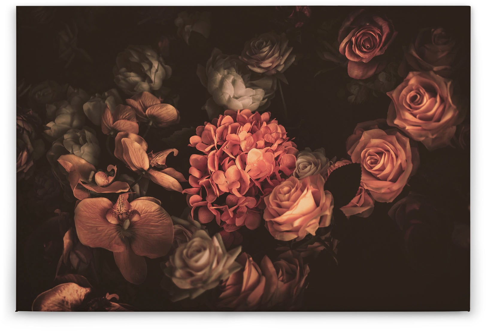A.S. Création Leinwandbild »Romantic Flower«, Kunst-Blumen-Kinder, (1 St.), Romantische Blumen, Rosen Keilrahmen Leinwand-Bild Wohnzimmer modern