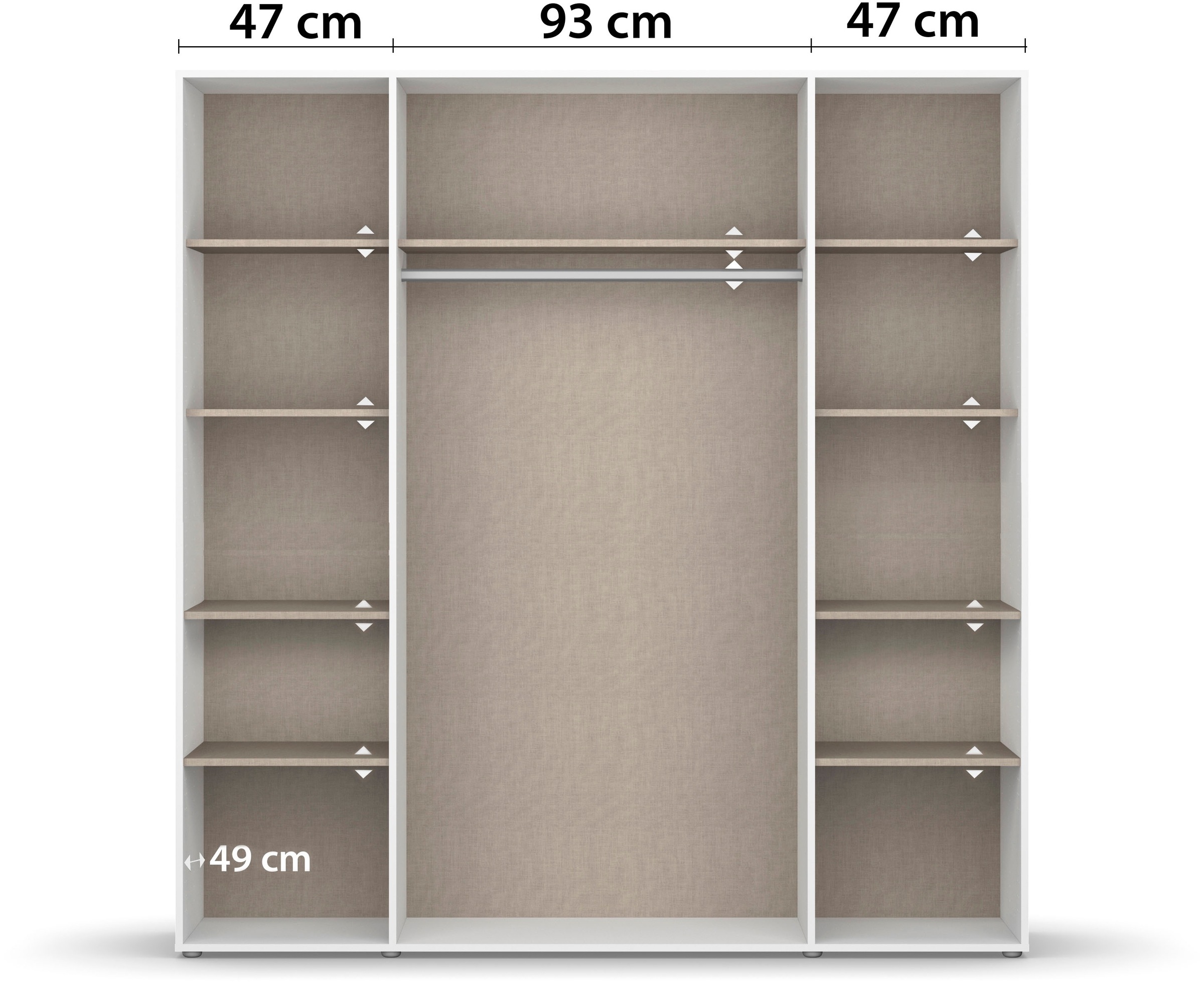 rauch Drehtürenschrank »Kleiderschrank Schrank Garderobe Wäscheschrank VOYAGER«, (in 3 verschiedenen Ausstattungen BASIC/CLASSIC/PREMIUM), mit modernen Griffen in Graumetallic und Spiegel