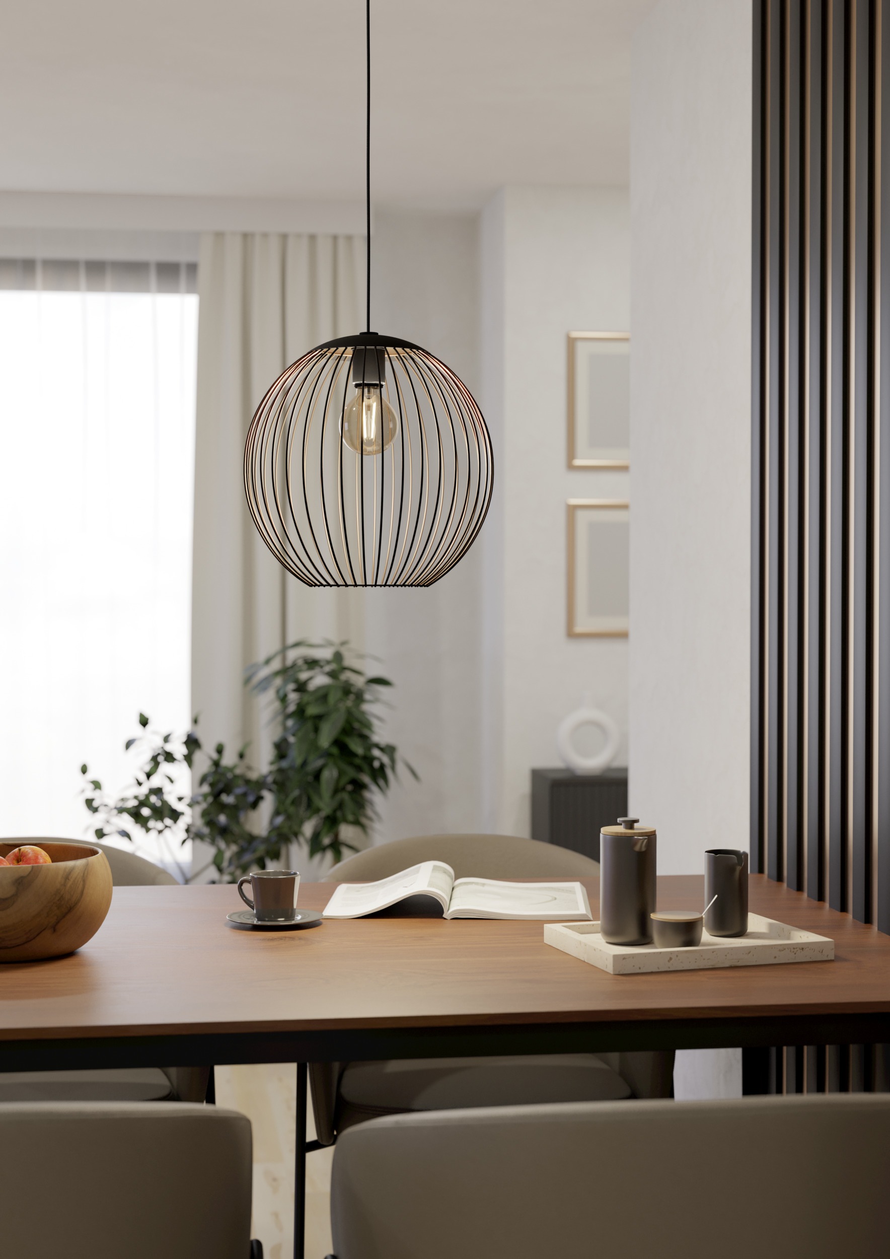 EGLO Hängeleuchte »ALMANZORA Pendellampe - Stahl - E27 - 1X60W - IP20« E27 1 Stk. Hängelampe, Deckenlampe, Wohnzimmer, Esszimmer, H110 x Ø32 cm